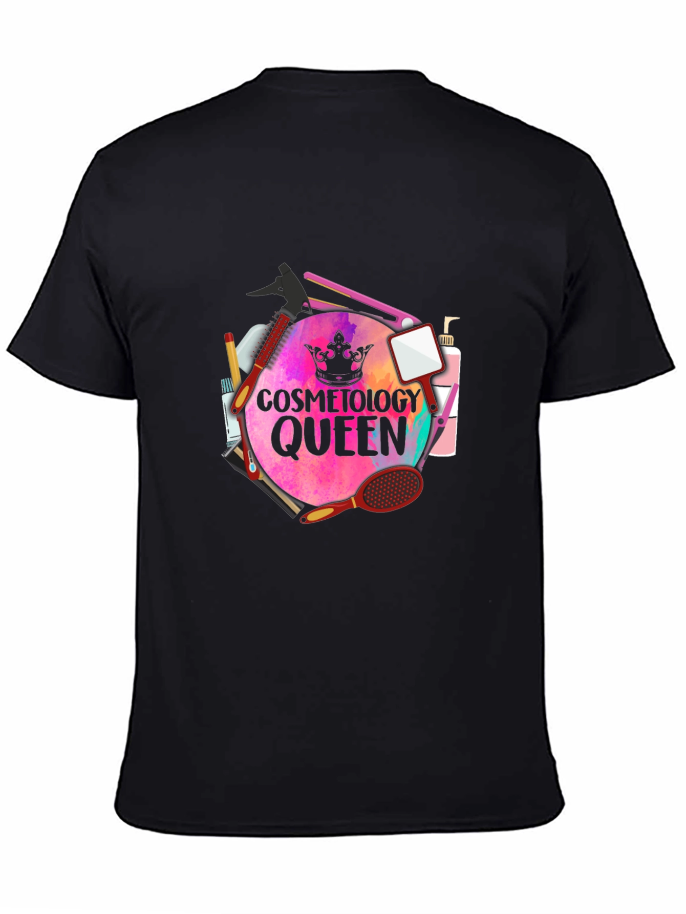 Black Cosmetology Queen T-Shirt - Stylish Salon Apparel view 4