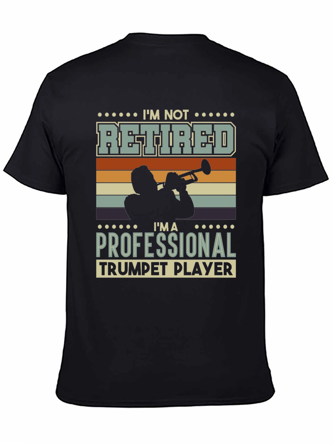 Black I'm Not Retired Trumpet Player Graphic Tee view 4