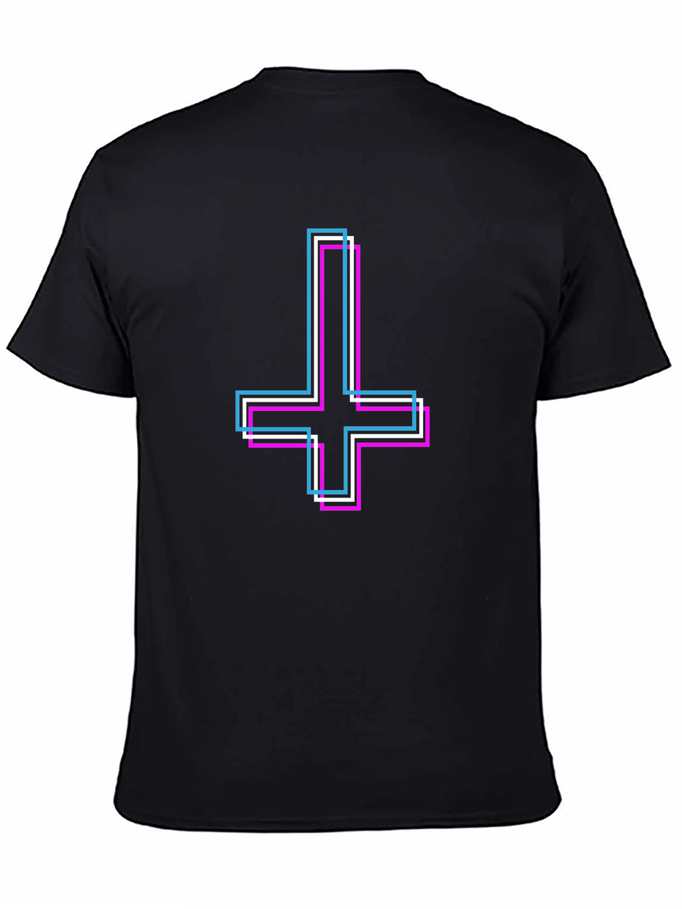 Black Inverted Cross Graphic Tee - Stylish Satanic Symbol T-Shirt view 4