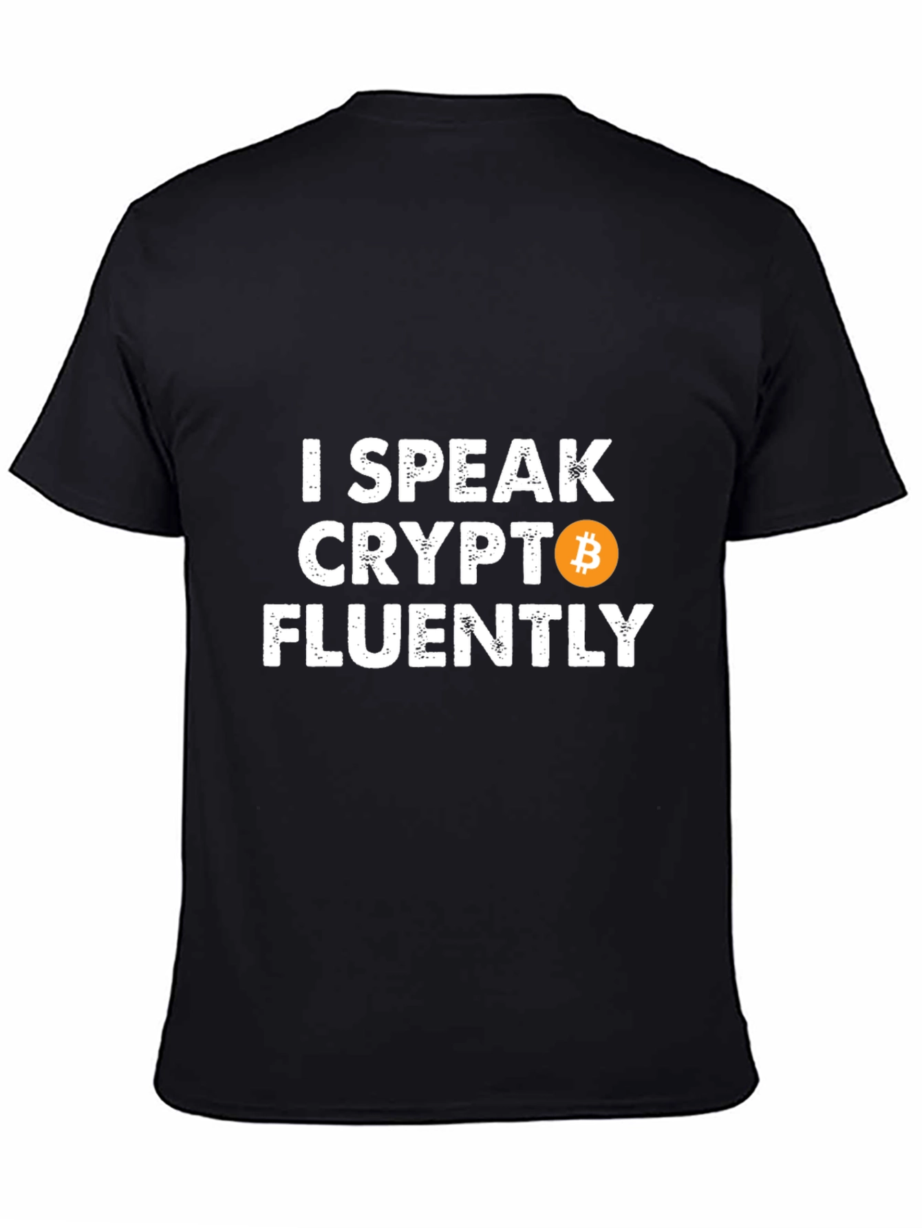 Black I Speak Crypto Fluently Bitcoin Graphic Tee view 4