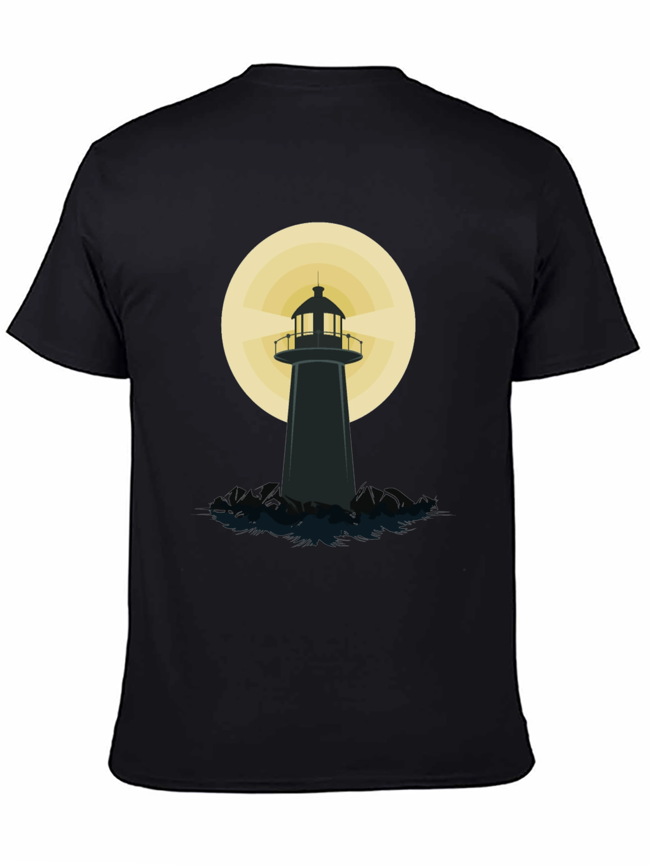 Black Lighthouse Graphic T-Shirt - Black Cotton Blend view 4