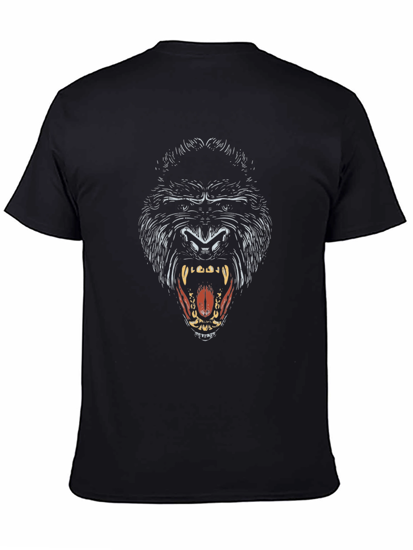 Black Men's Gorilla Graphic Print Black T-Shirt view 4