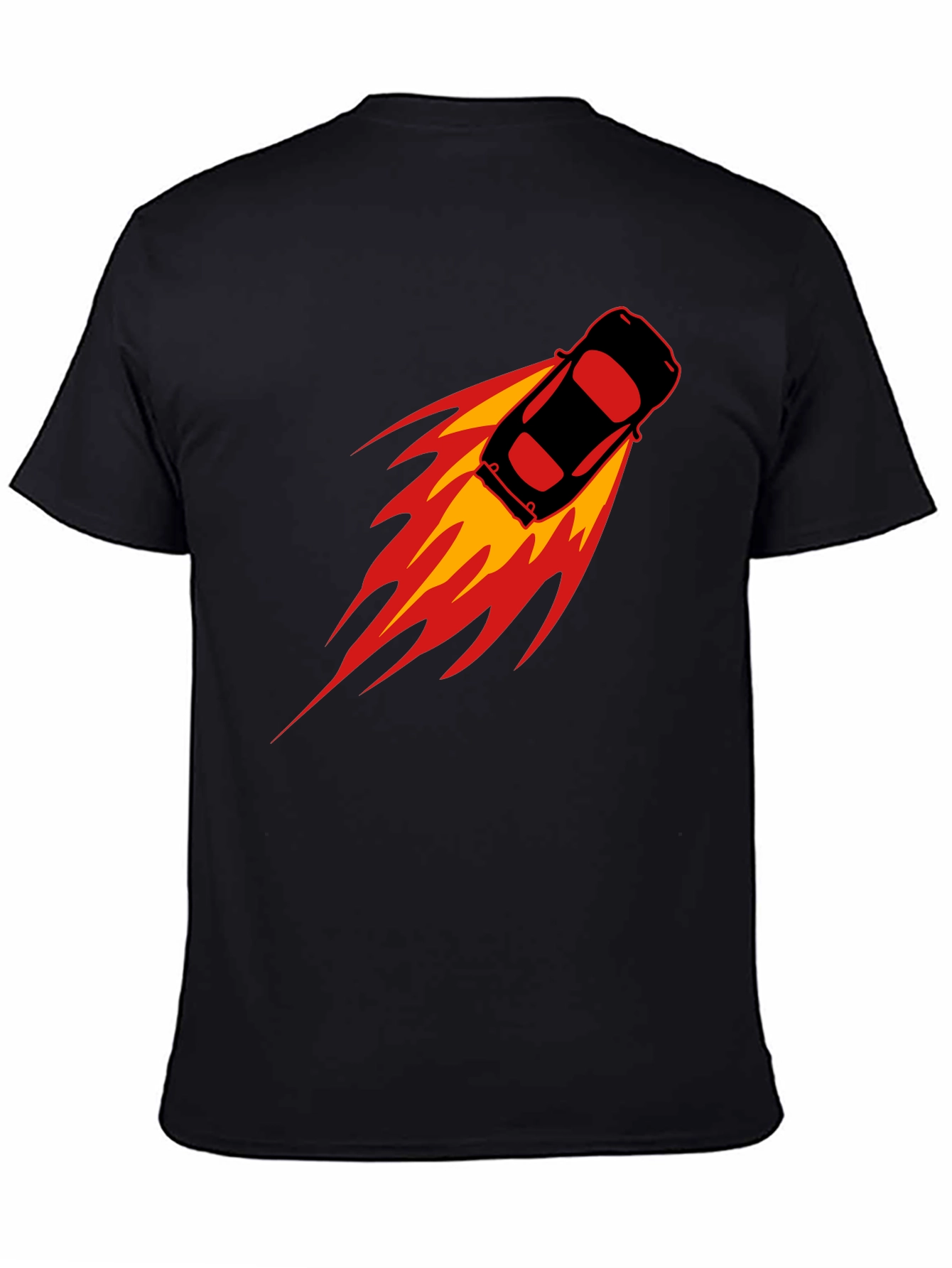 Black Speed Demon T-Shirt: Black Car with Flames view 4