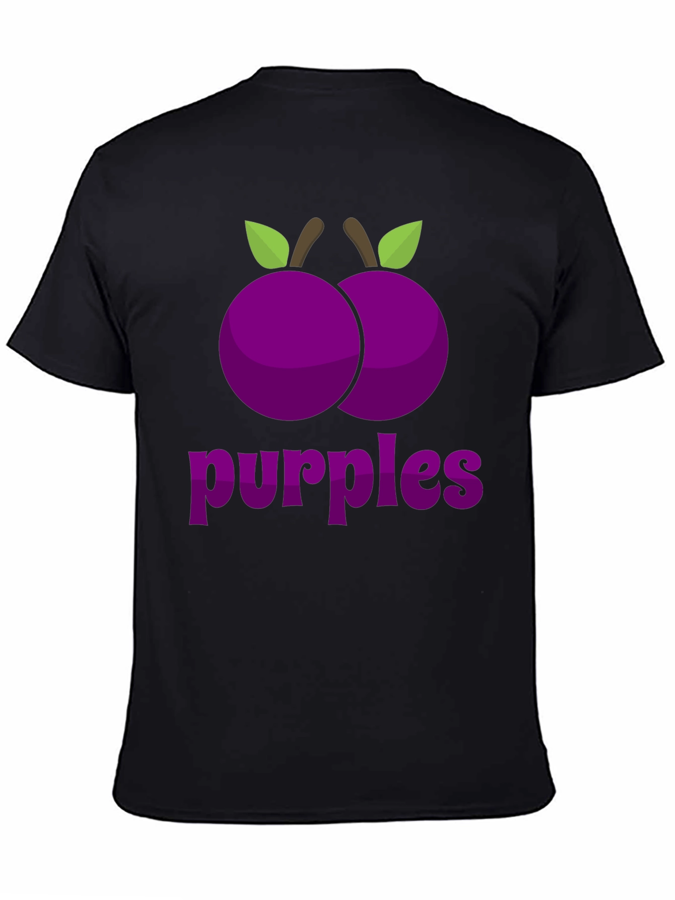 Black Purple Fruit Graphic Tee - Trendy Design view 4