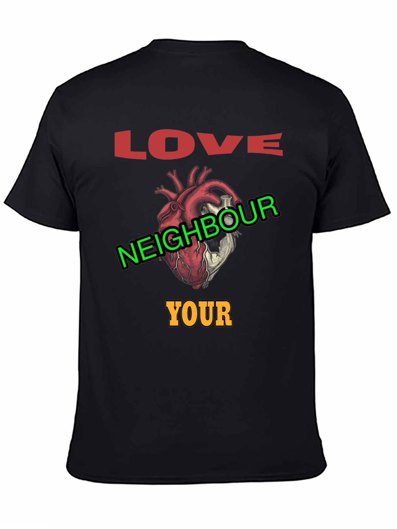 Black Love Your Neighbour T-Shirt Graphic Print view 4