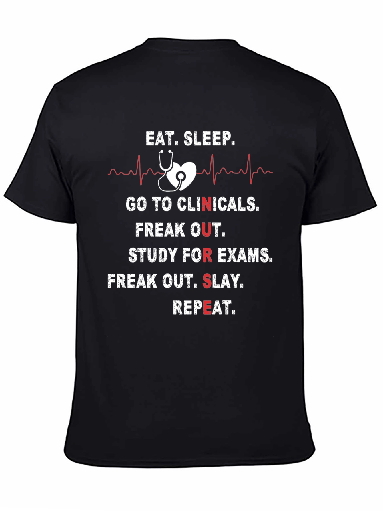 Black Eat Sleep Clinicals Nursing T-Shirt view 4