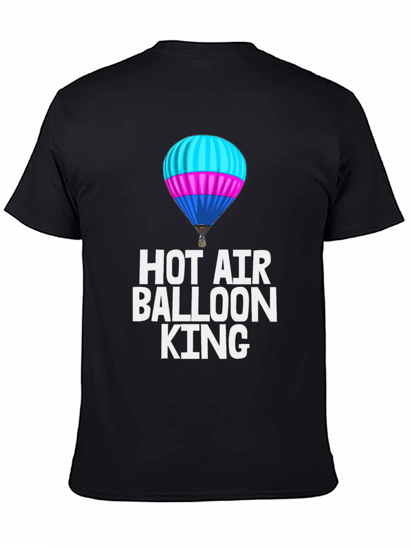 Black Hot Air Balloon King Black T-Shirt view 4