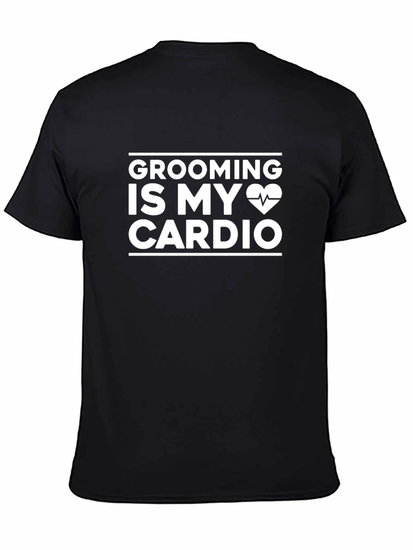 Black Grooming Is My Cardio T-Shirt - Black Cotton Tee view 4