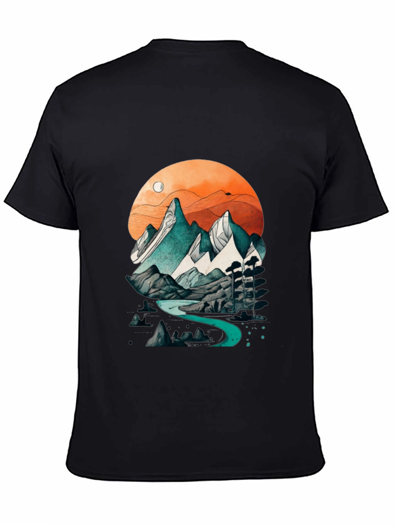 Black Mountain River Graphic Tee - Nature Inspired Design view 4