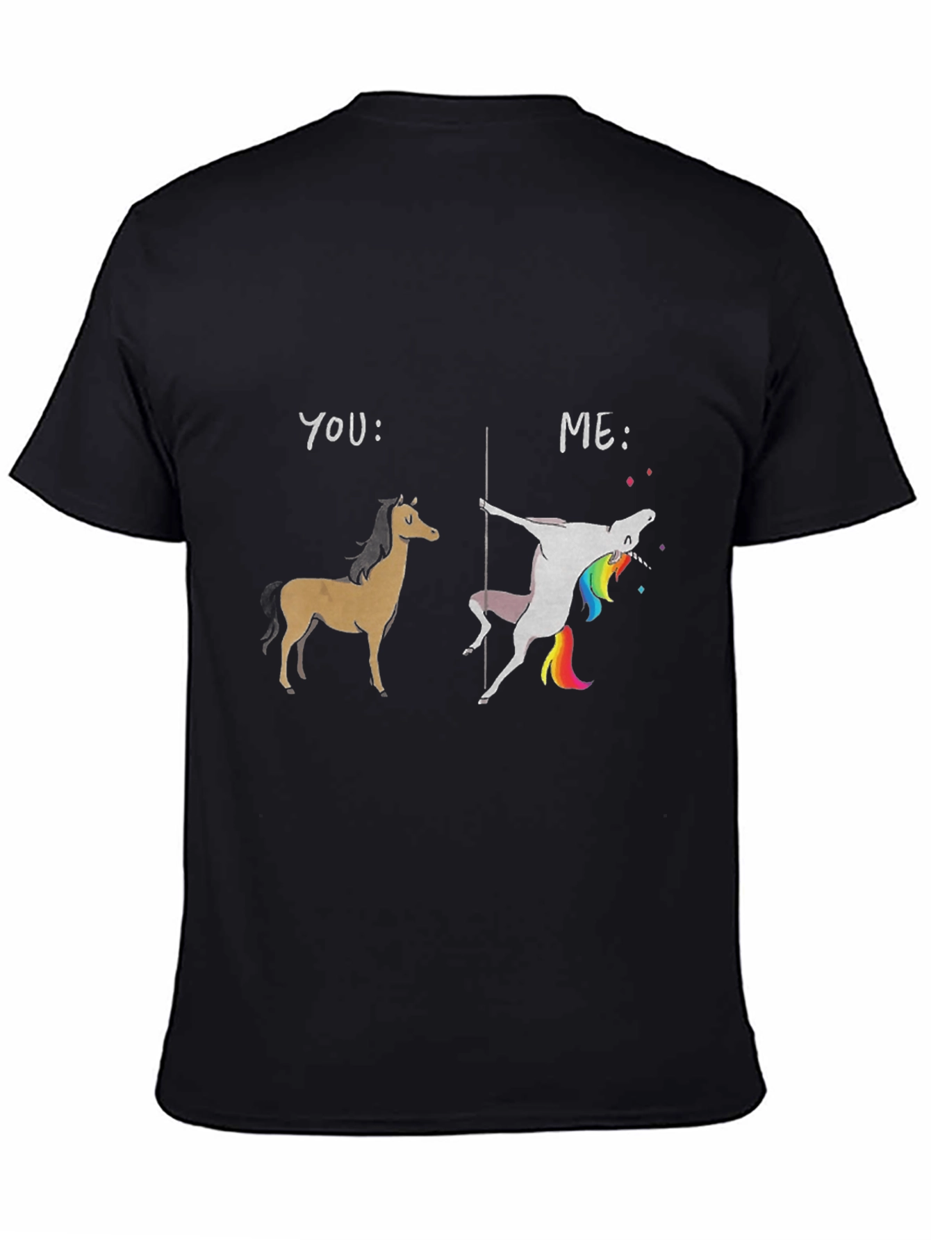 Black Funny You vs Me Unicorn T-Shirt view 4