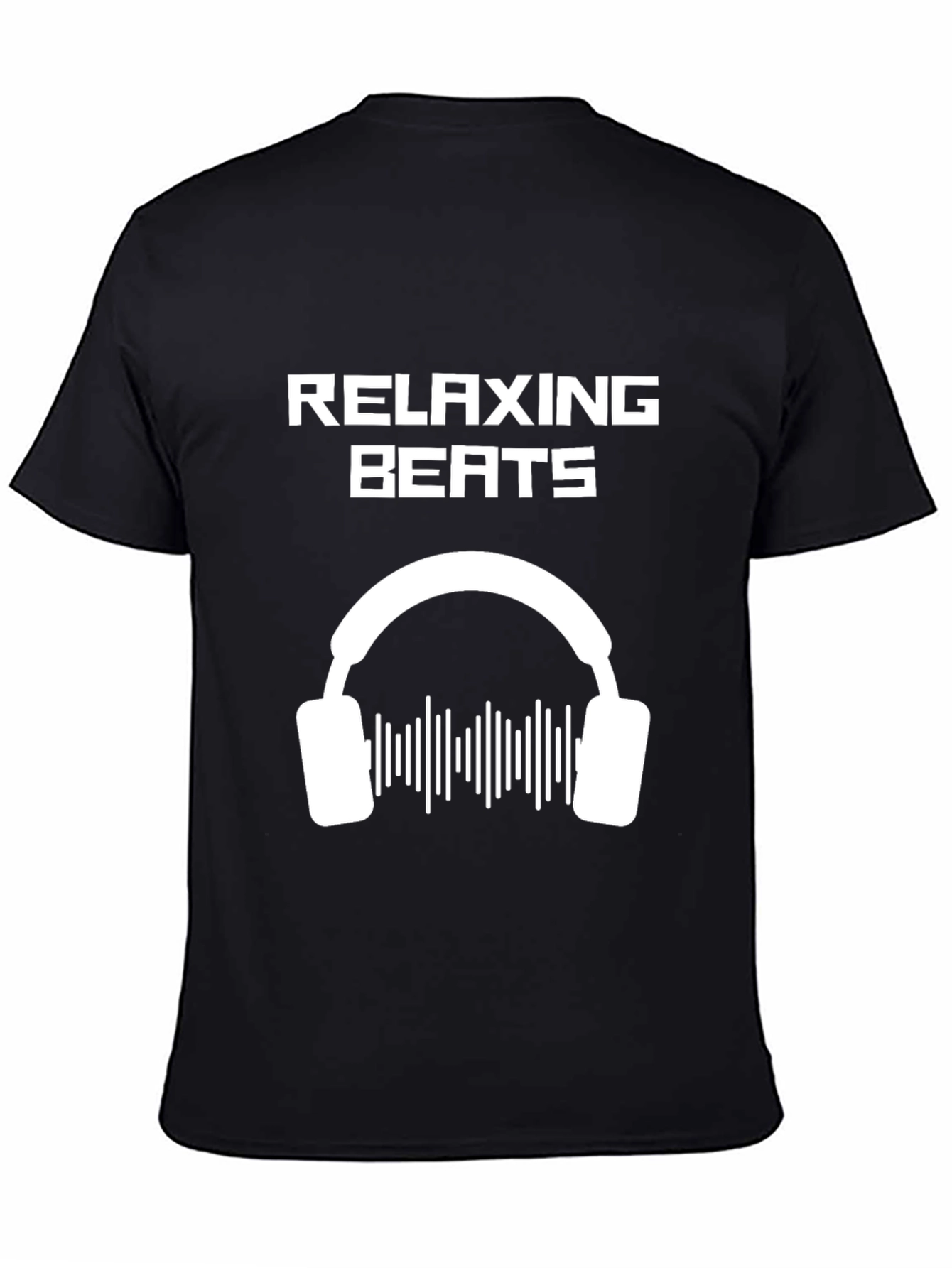 Black Relaxing Beats Graphic Tee - Black Cotton T-Shirt view 4