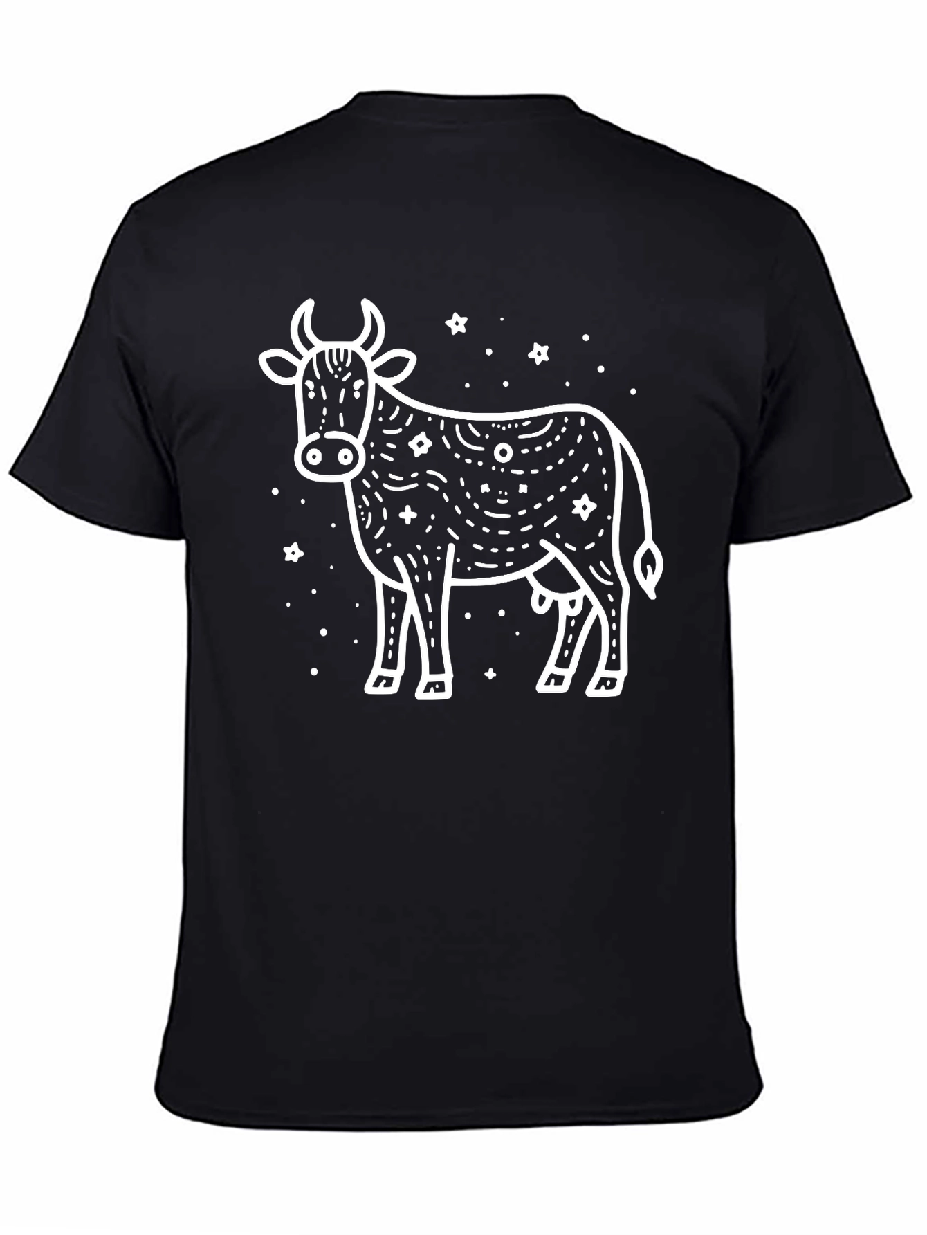 Black Black Cow Graphic Tee - Unisex Cotton T-Shirt view 4