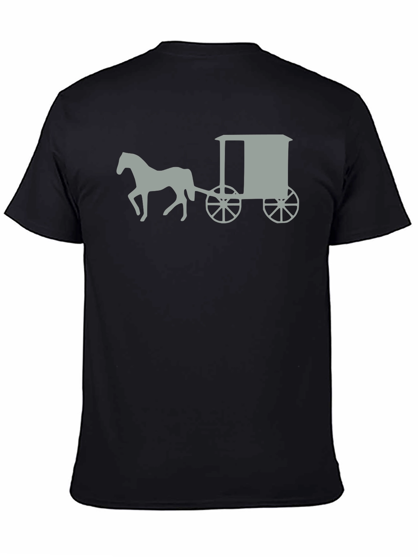 Black Amish Horse and Buggy Black Graphic Tee view 4