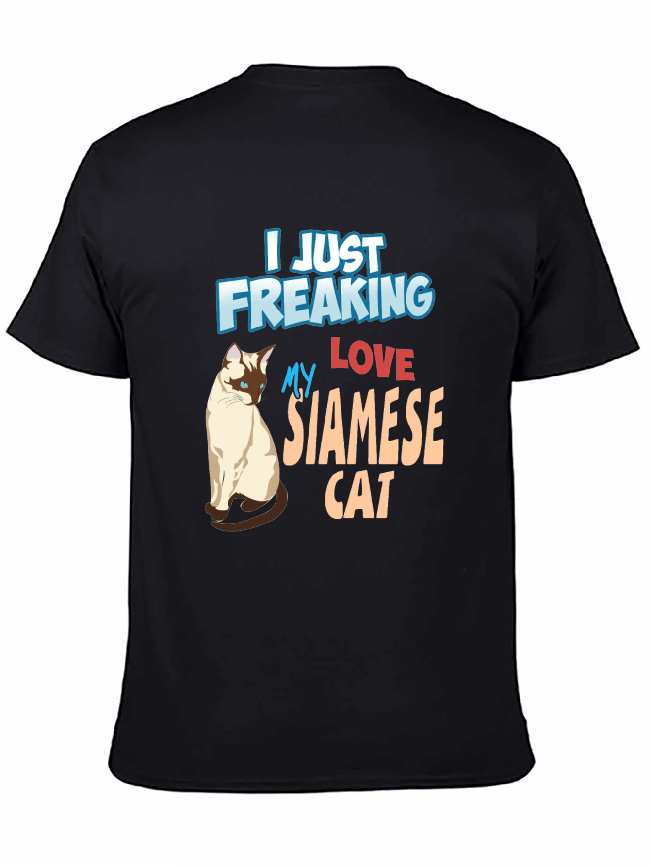 Black Siamese Cat Lover Black T-Shirt view 4