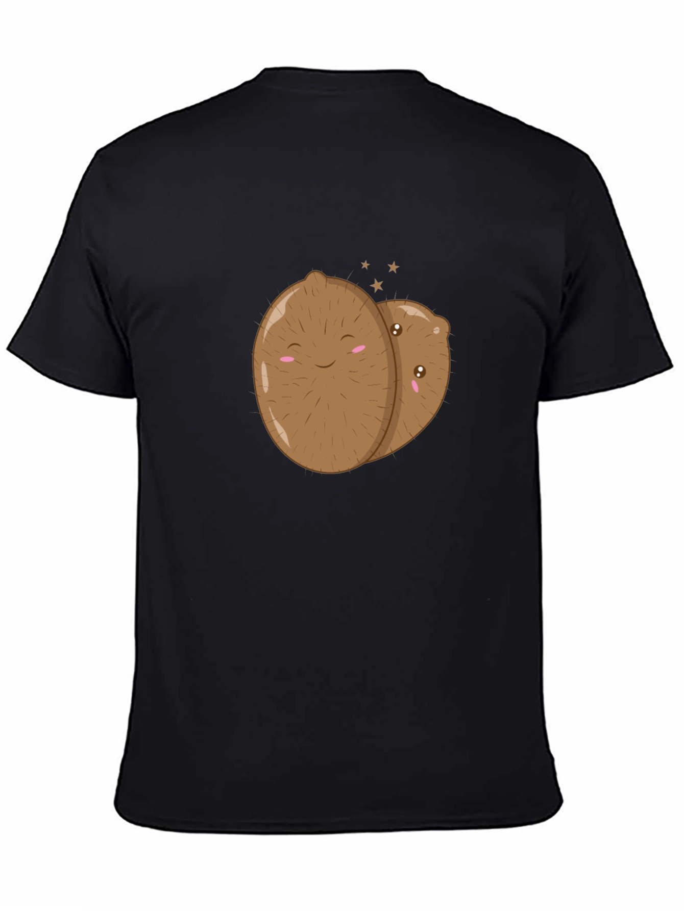 Black Cute Kiwi Couple Graphic T-Shirt - Unisex Black Tee view 4