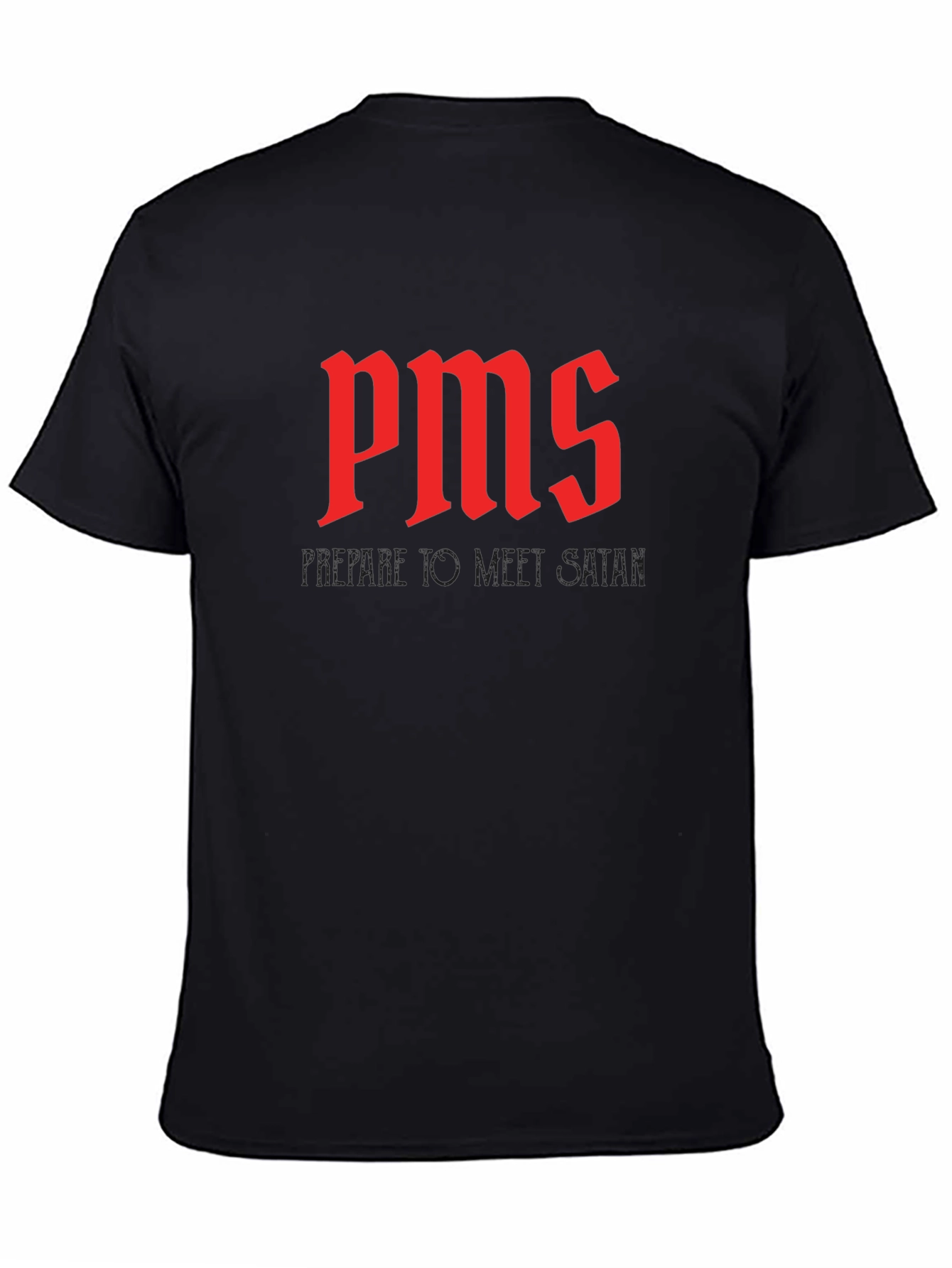 Black PMS Hail Satan Funny Graphic Tee view 4