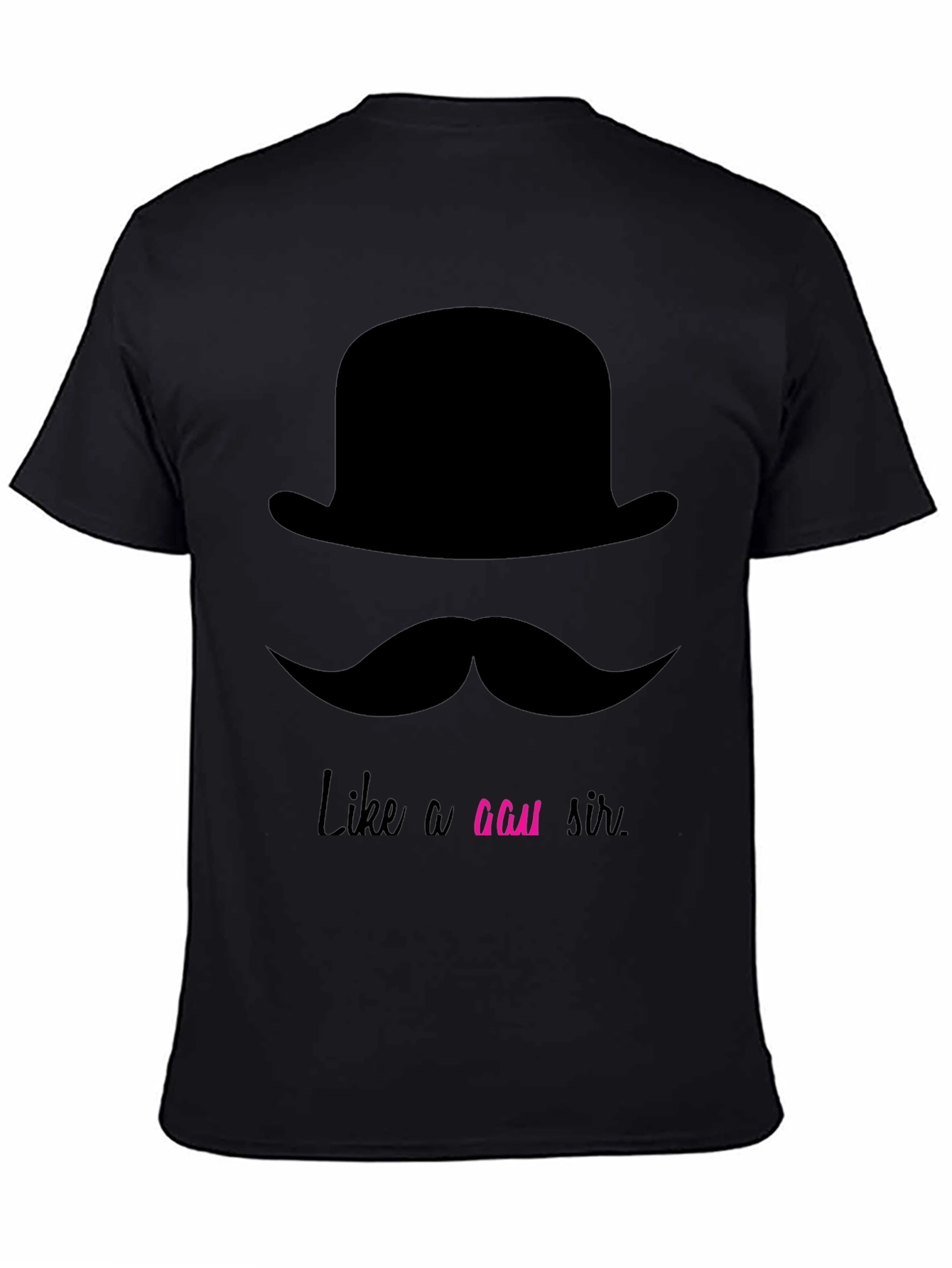 Black Dapper Mustache & Bowler Hat Graphic Tee - Like a GAU Sir view 4