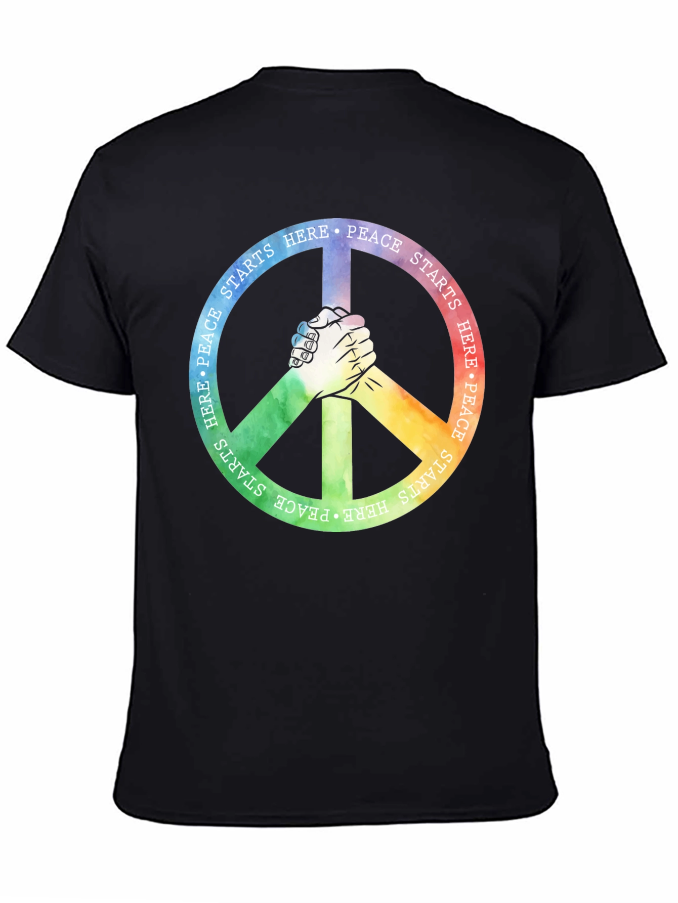 Black Peace Starts Here Graphic T-Shirt view 4