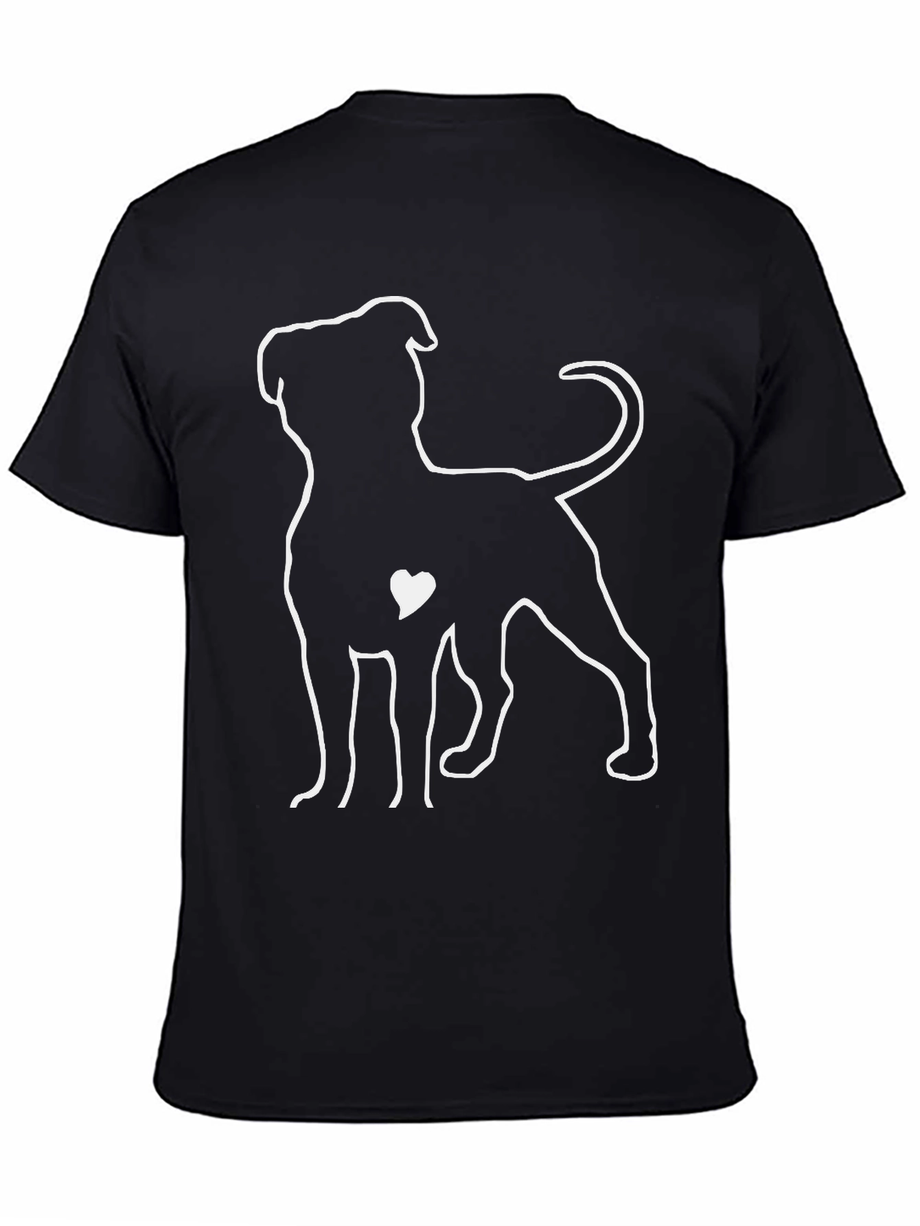 Black Dog Lover T-Shirt - Pitbull Heart Design view 4
