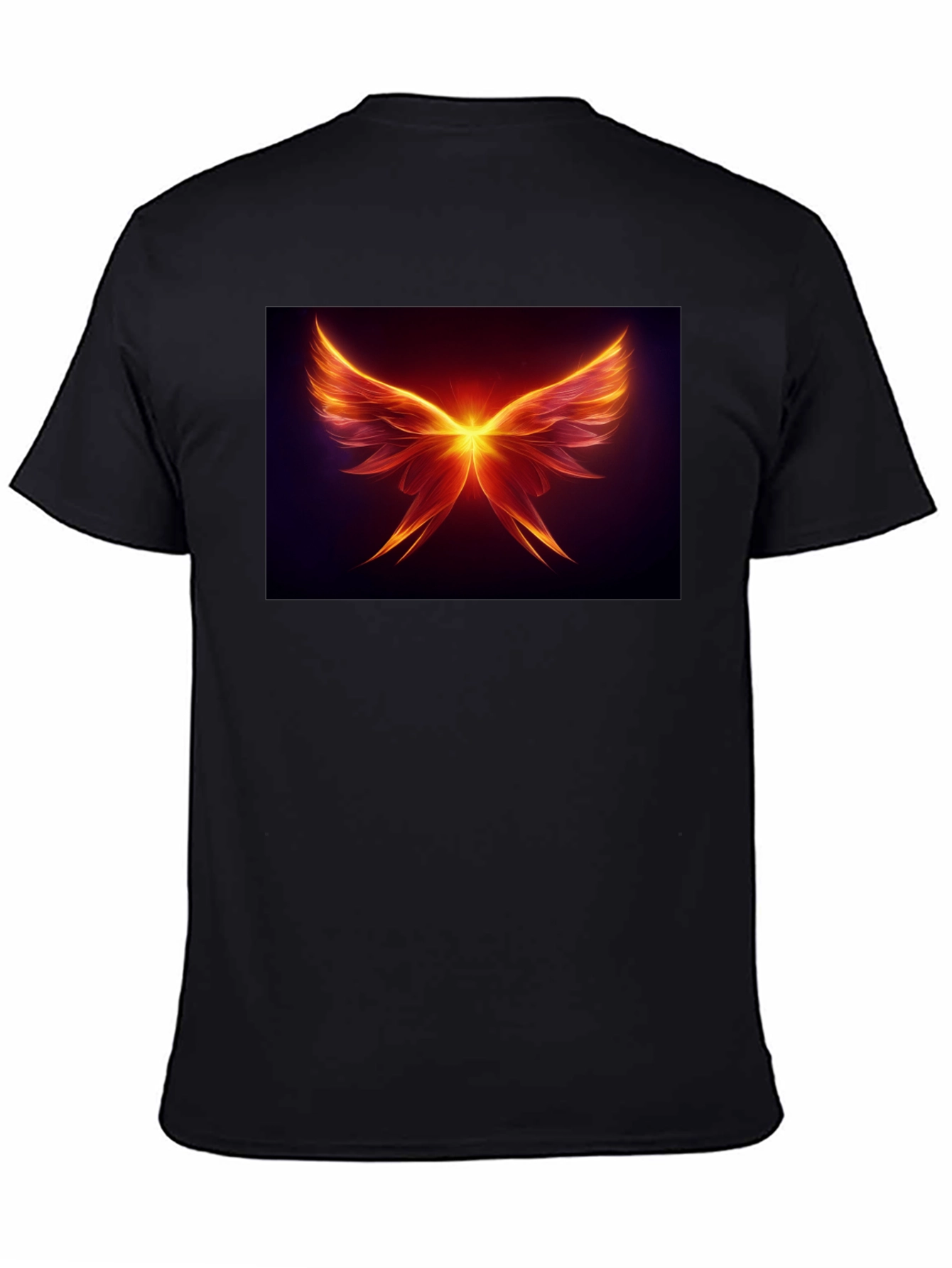 Black Fiery Wings Graphic Tee - Black Cotton Blend view 4