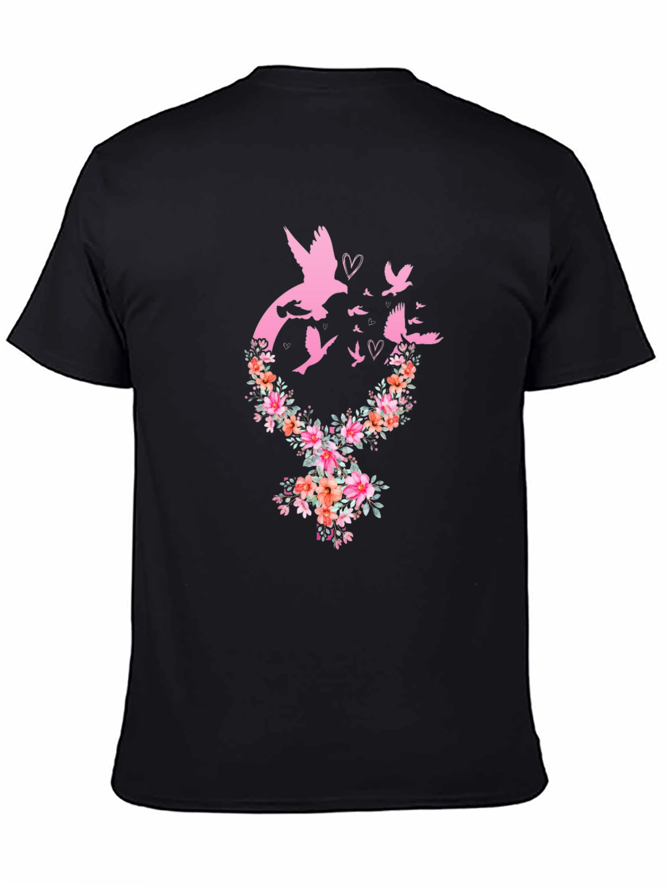 Black Floral Dove Graphic Tee view 4
