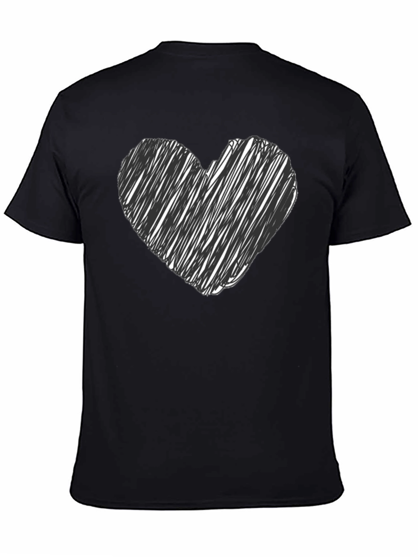 Black Heart Scribble Graphic Tee - Black Casual T-Shirt view 4