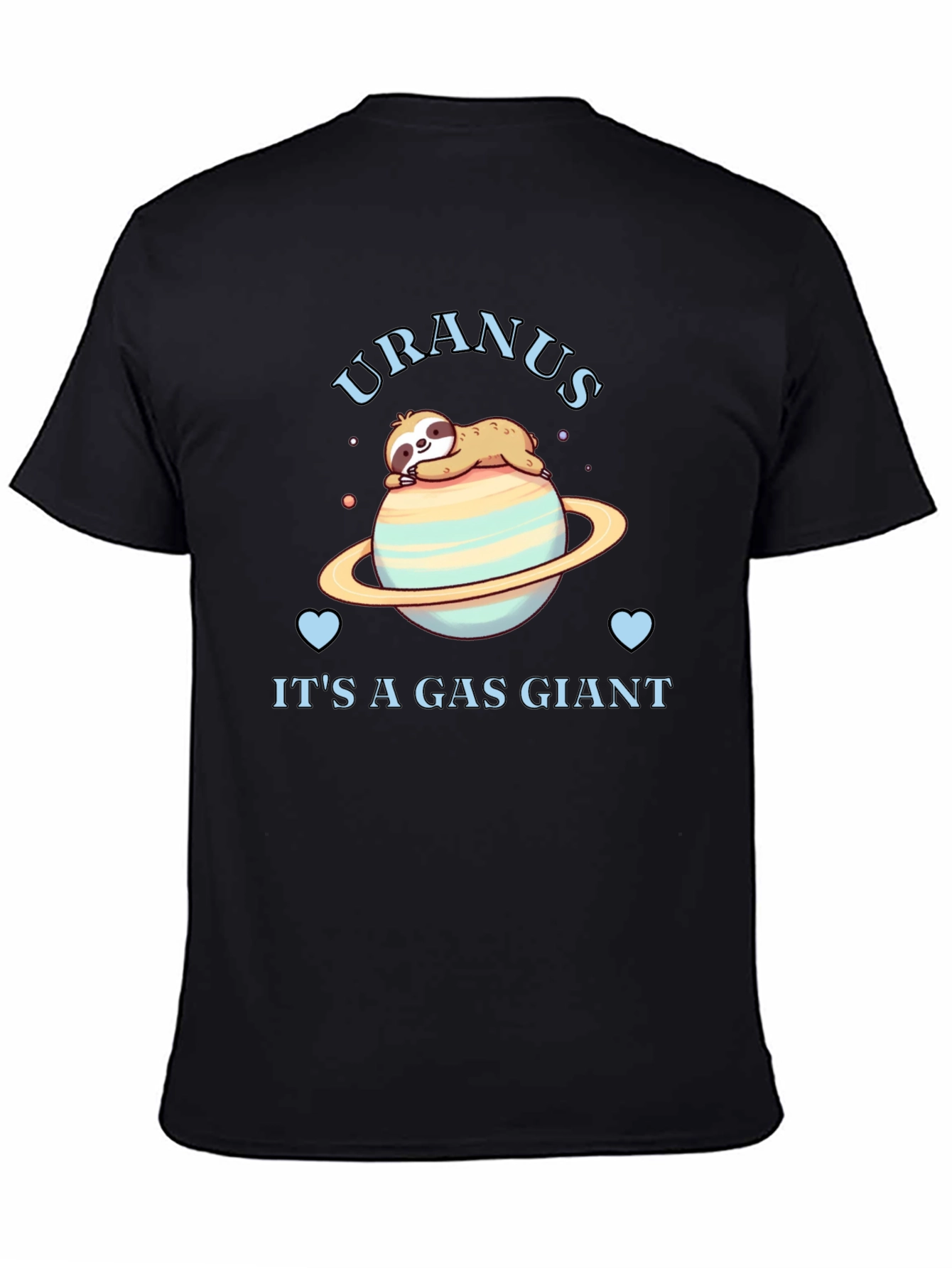 Black Uranus Gas Giant Sloth Graphic T-Shirt view 4