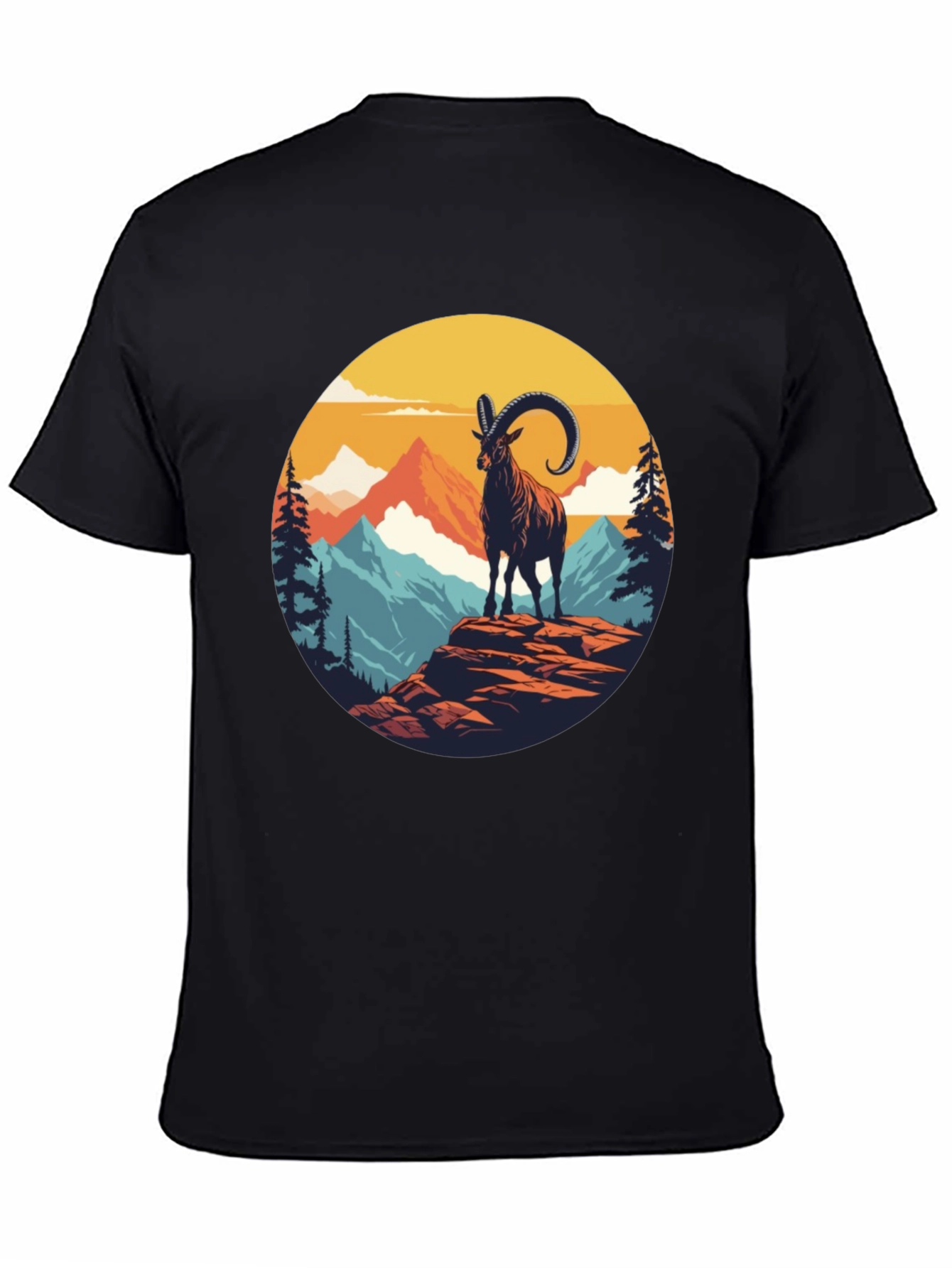 Black Mountain Goat Graphic Tee - Black view 4