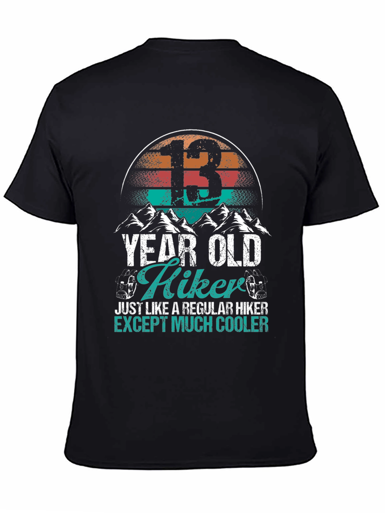 Black 13 Year Old Hiker Graphic T-Shirt - Cool Hiking Tee view 4