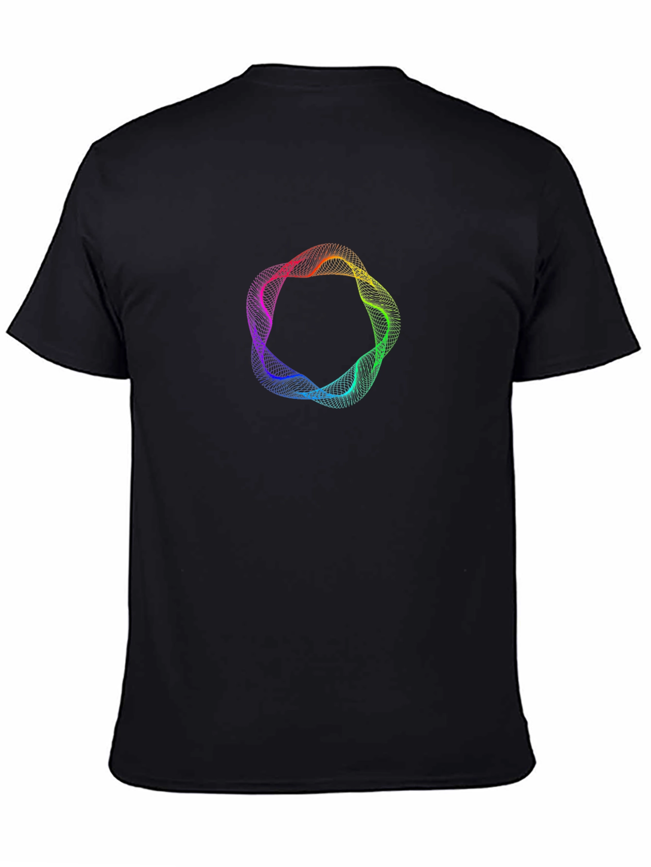 Black Abstract Rainbow Circle Graphic Black T-Shirt view 4