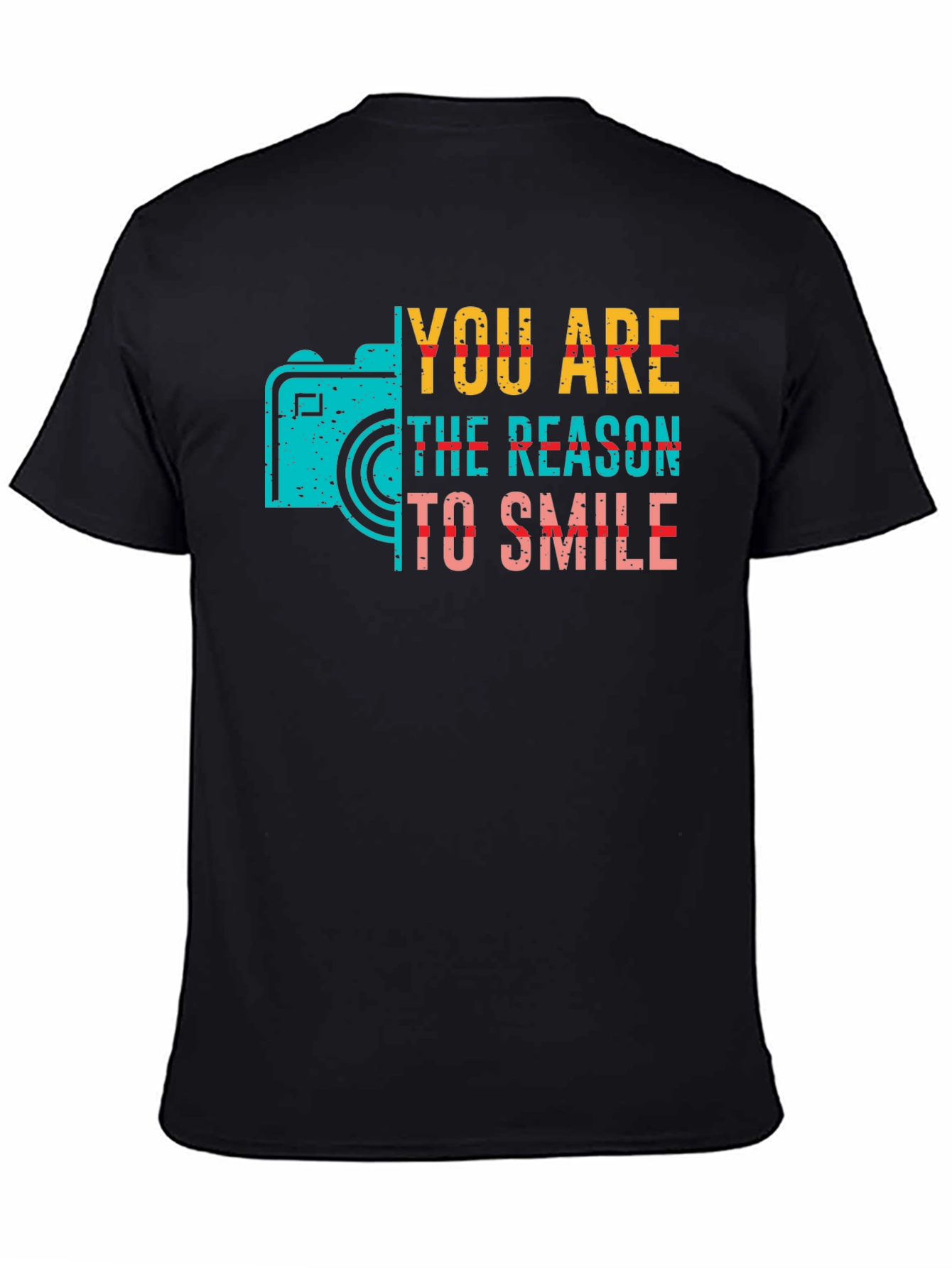 Black You Are The Reason To Smile Camera Graphic Tee view 4