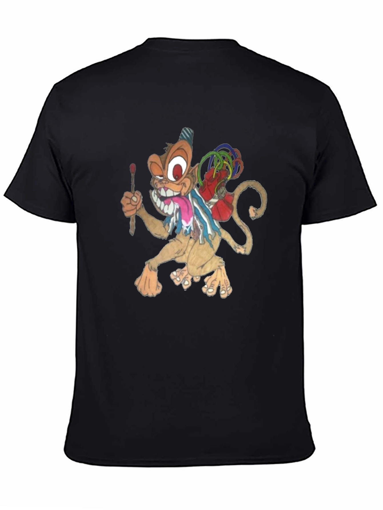 Black Cartoon Monkey Graphic Print T-Shirt view 4