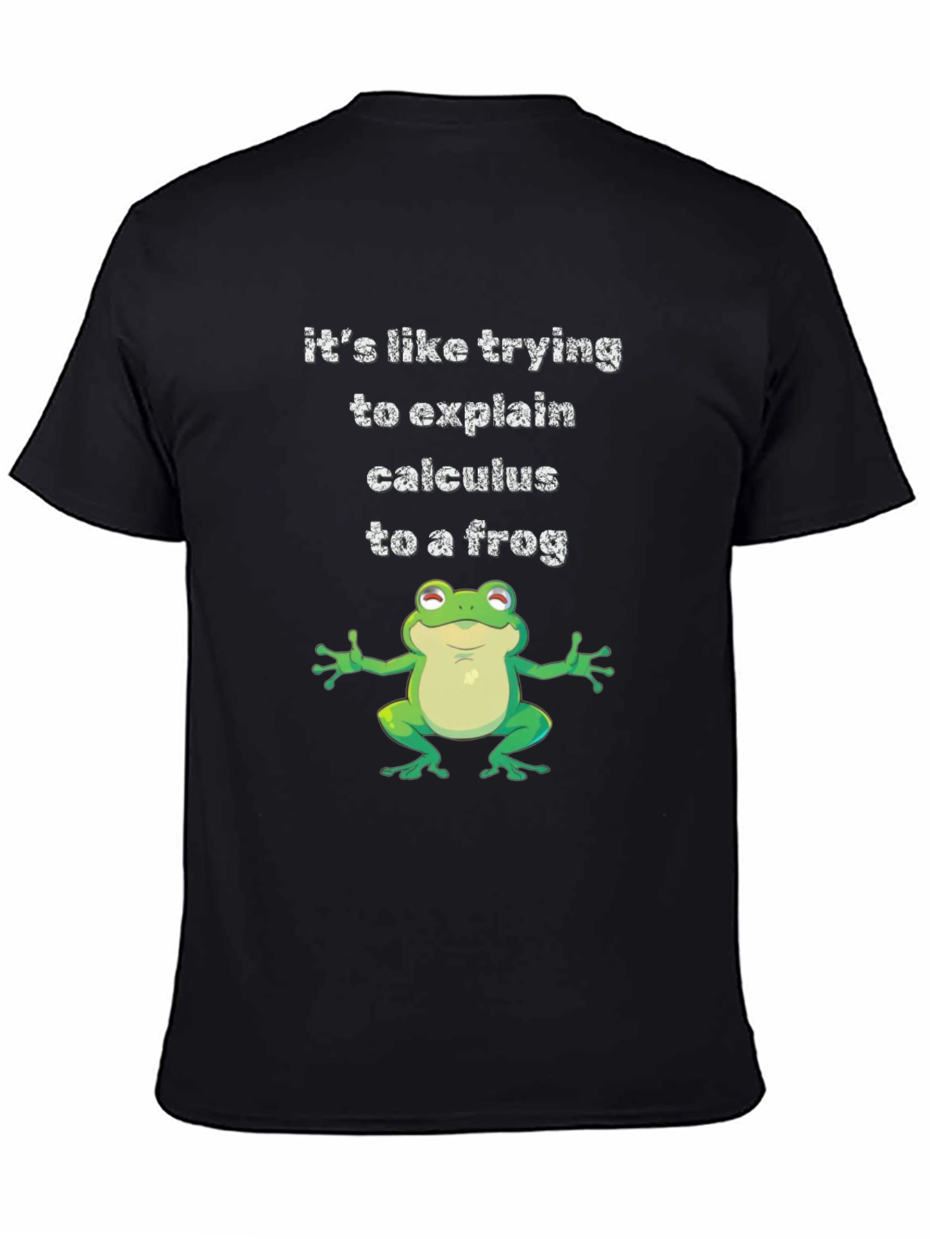 Black Funny Calculus Frog Graphic Tee - Black Cotton T-Shirt view 4