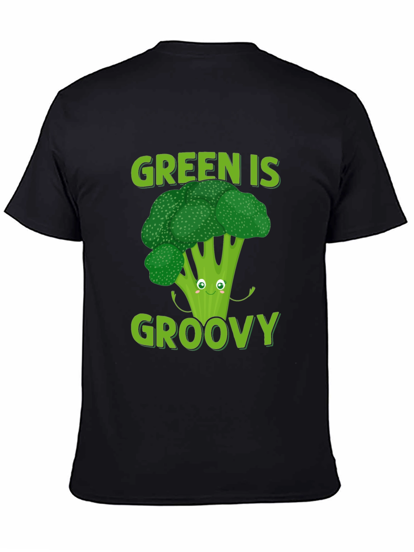 Black Green is Groovy Broccoli T-Shirt view 4