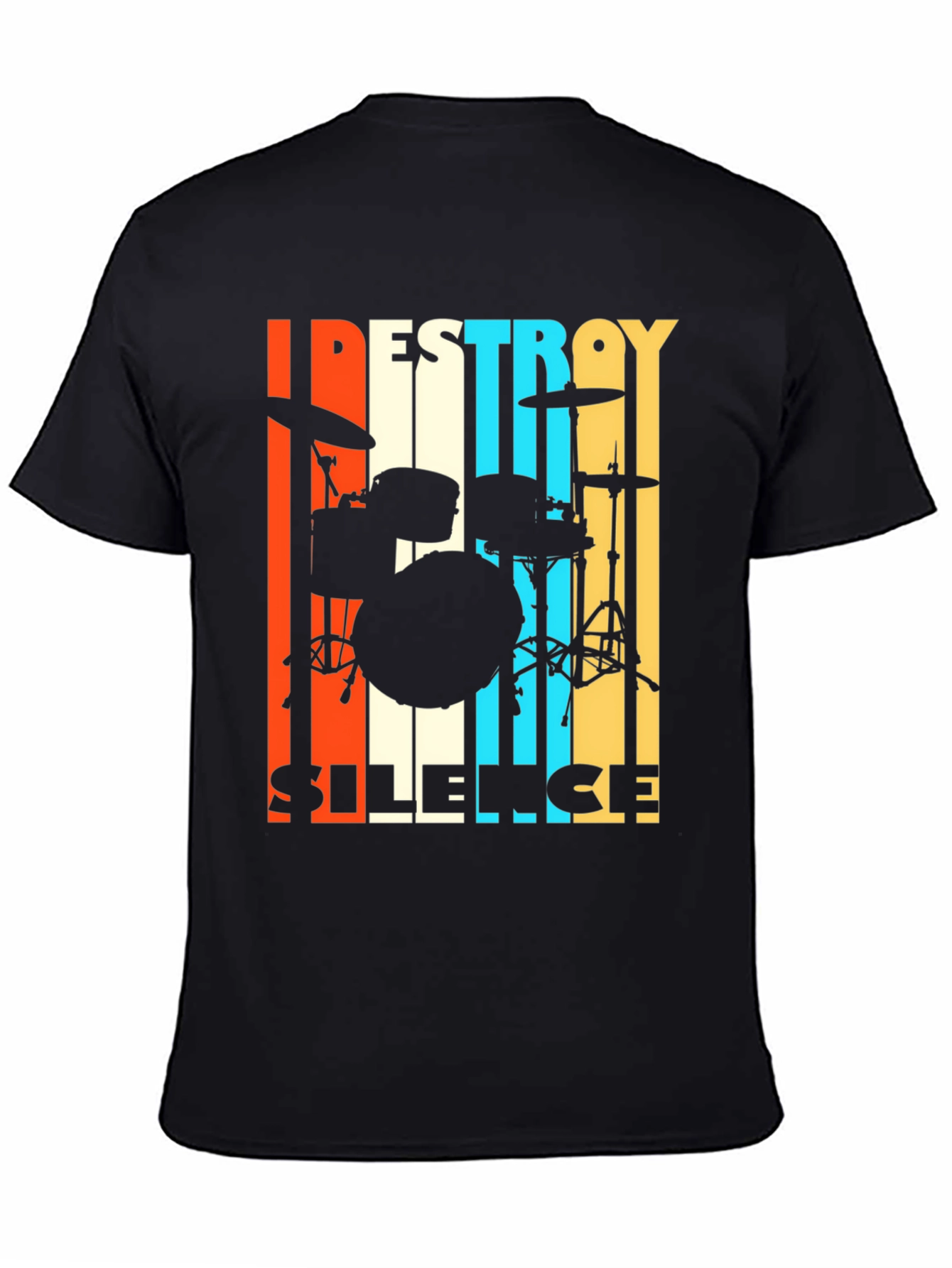 Black Destroy Silence Drummer T-Shirt view 4