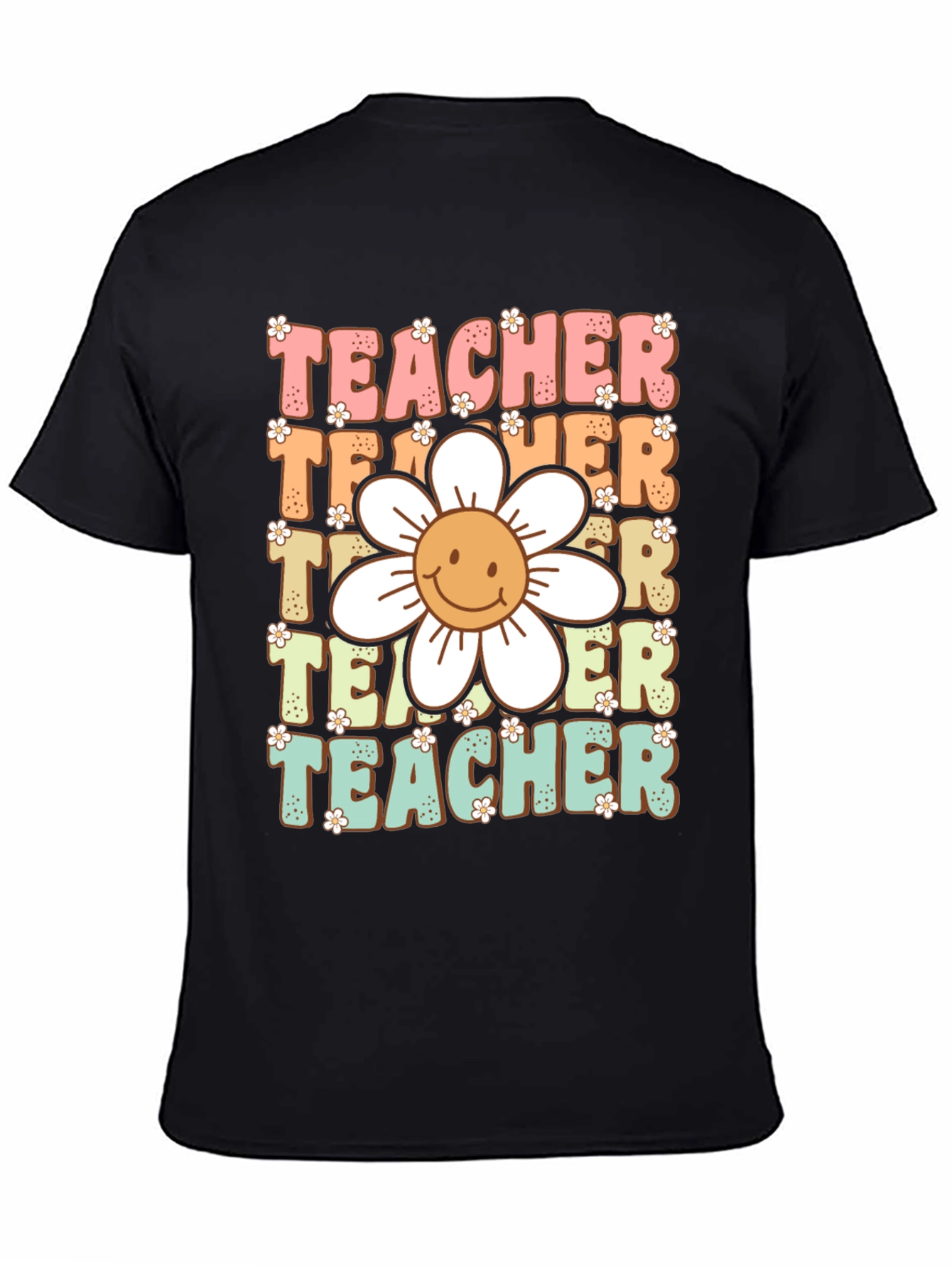 Black Retro Teacher Graphic T-Shirt view 4