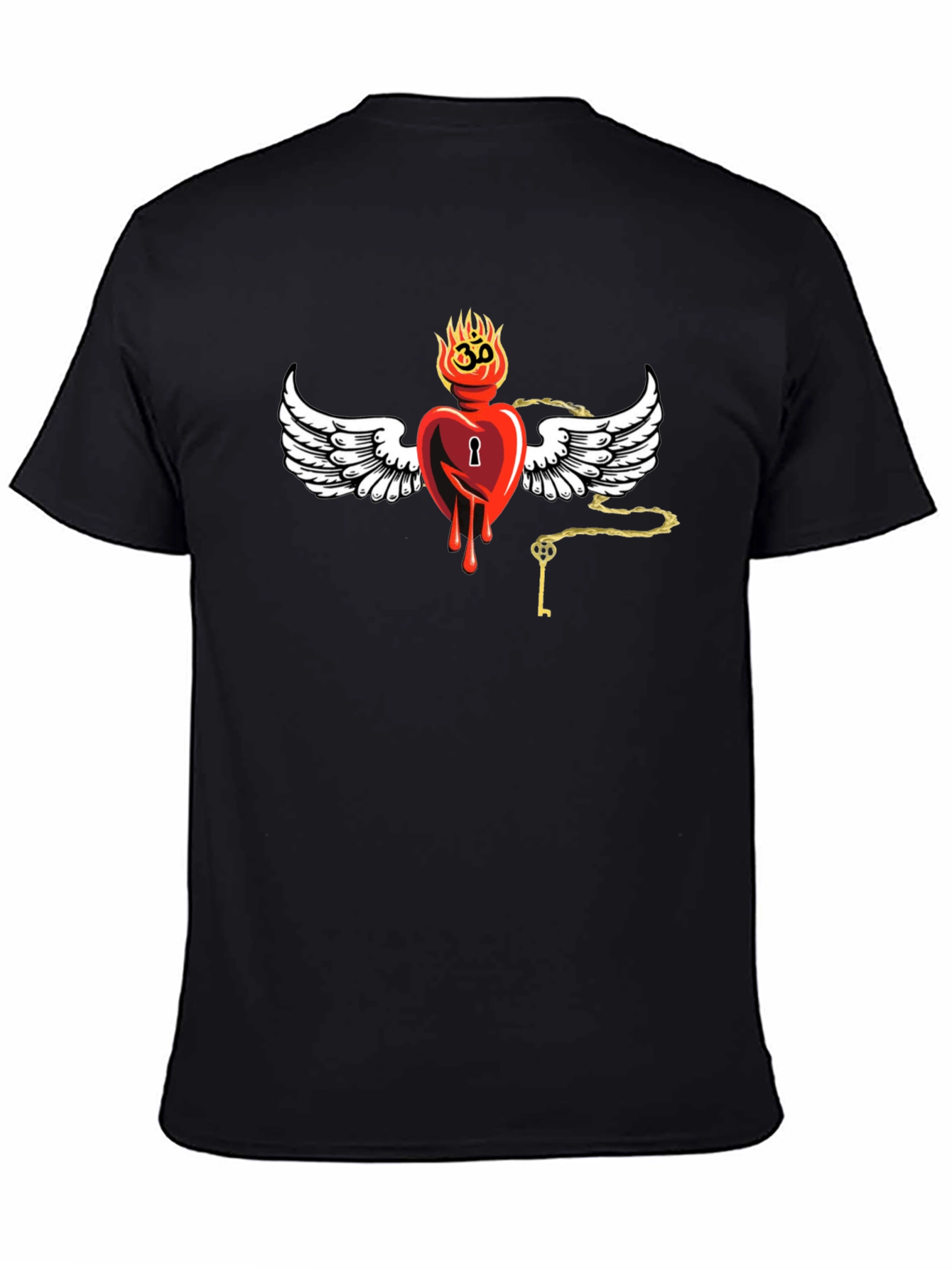 Black Heart with Wings Graphic Print T-Shirt view 4