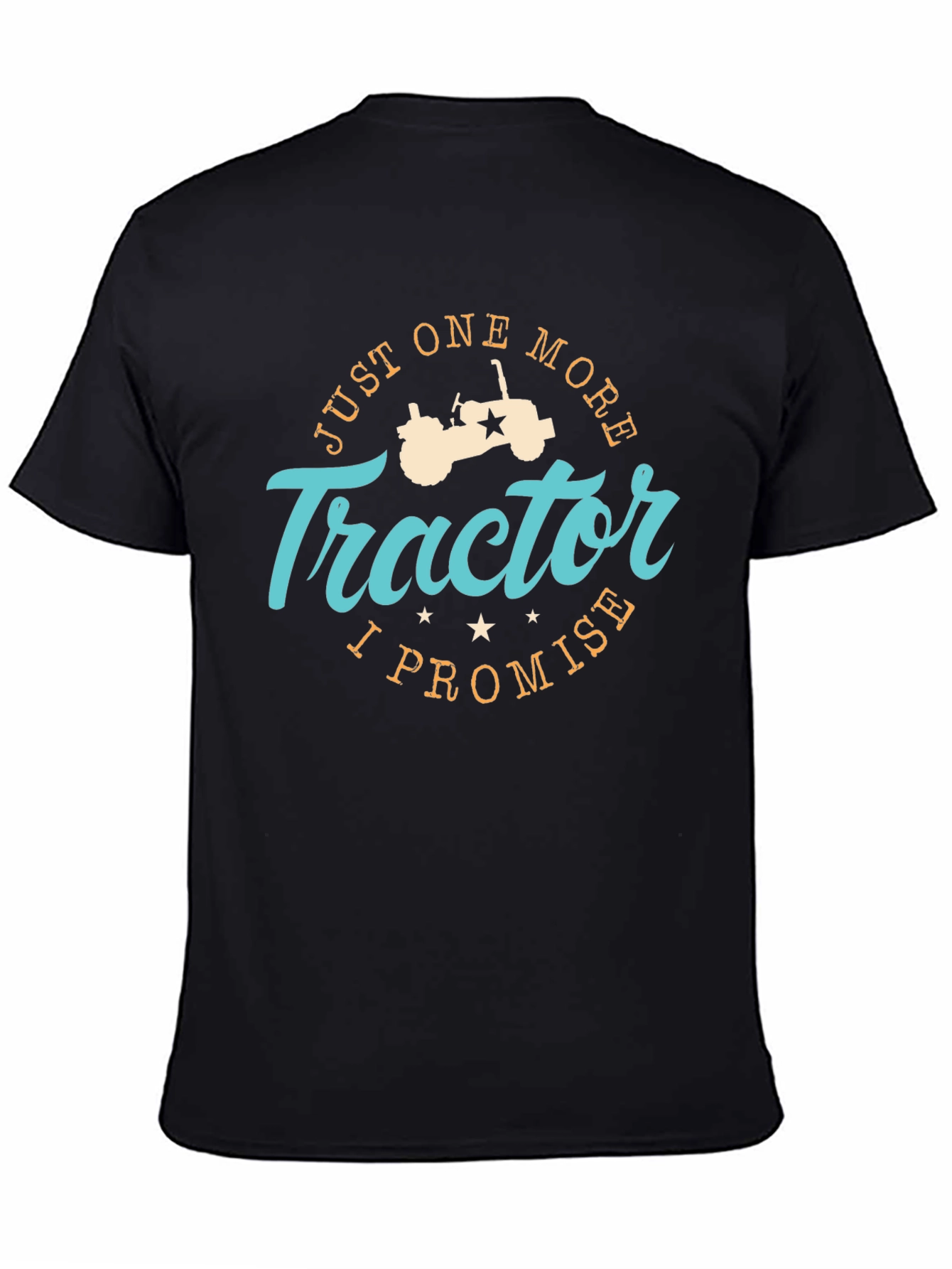Black Just One More Tractor Black T-Shirt view 4
