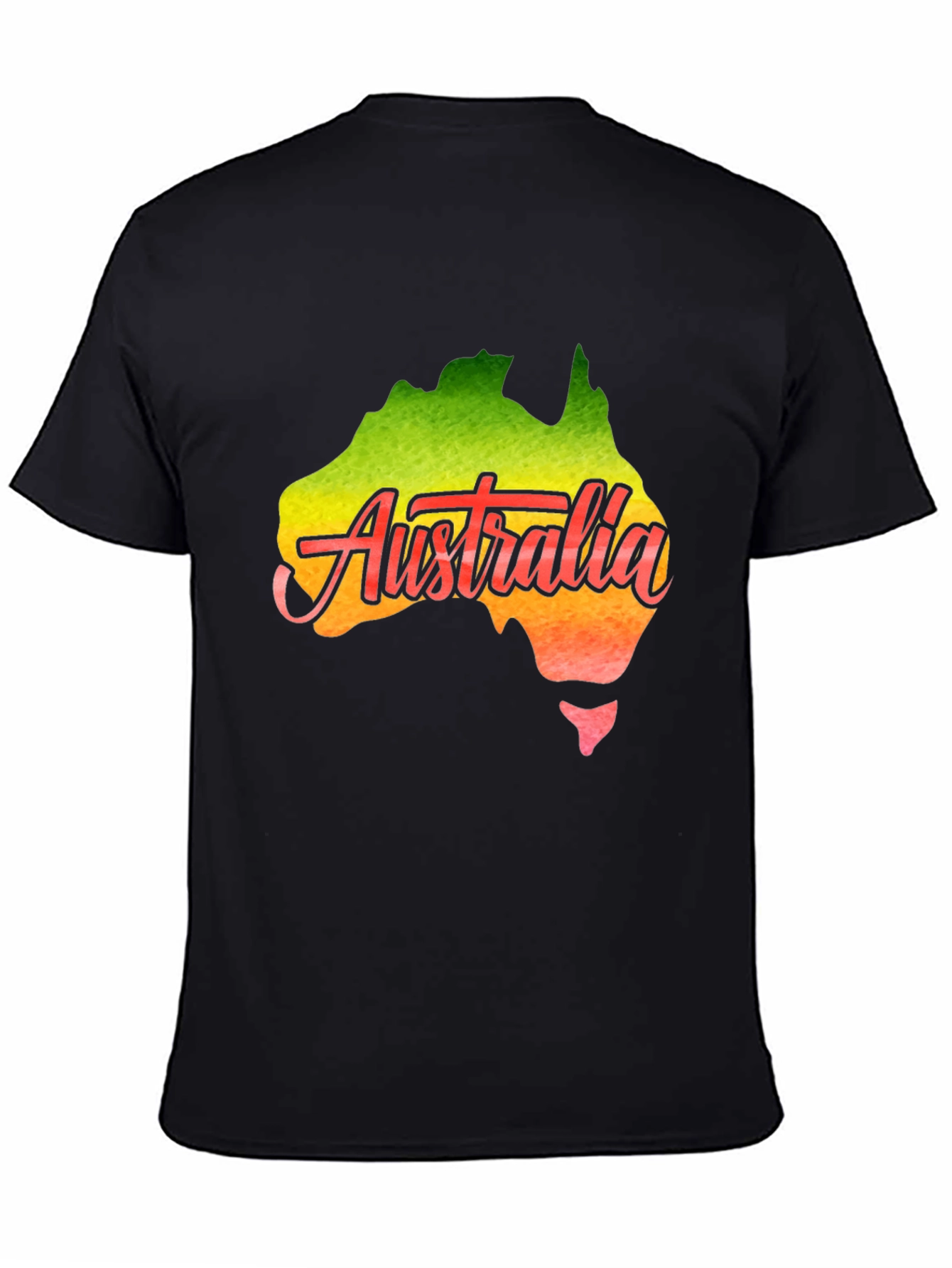 Black Australia Map T-Shirt - Black Cotton Graphic Tee view 4