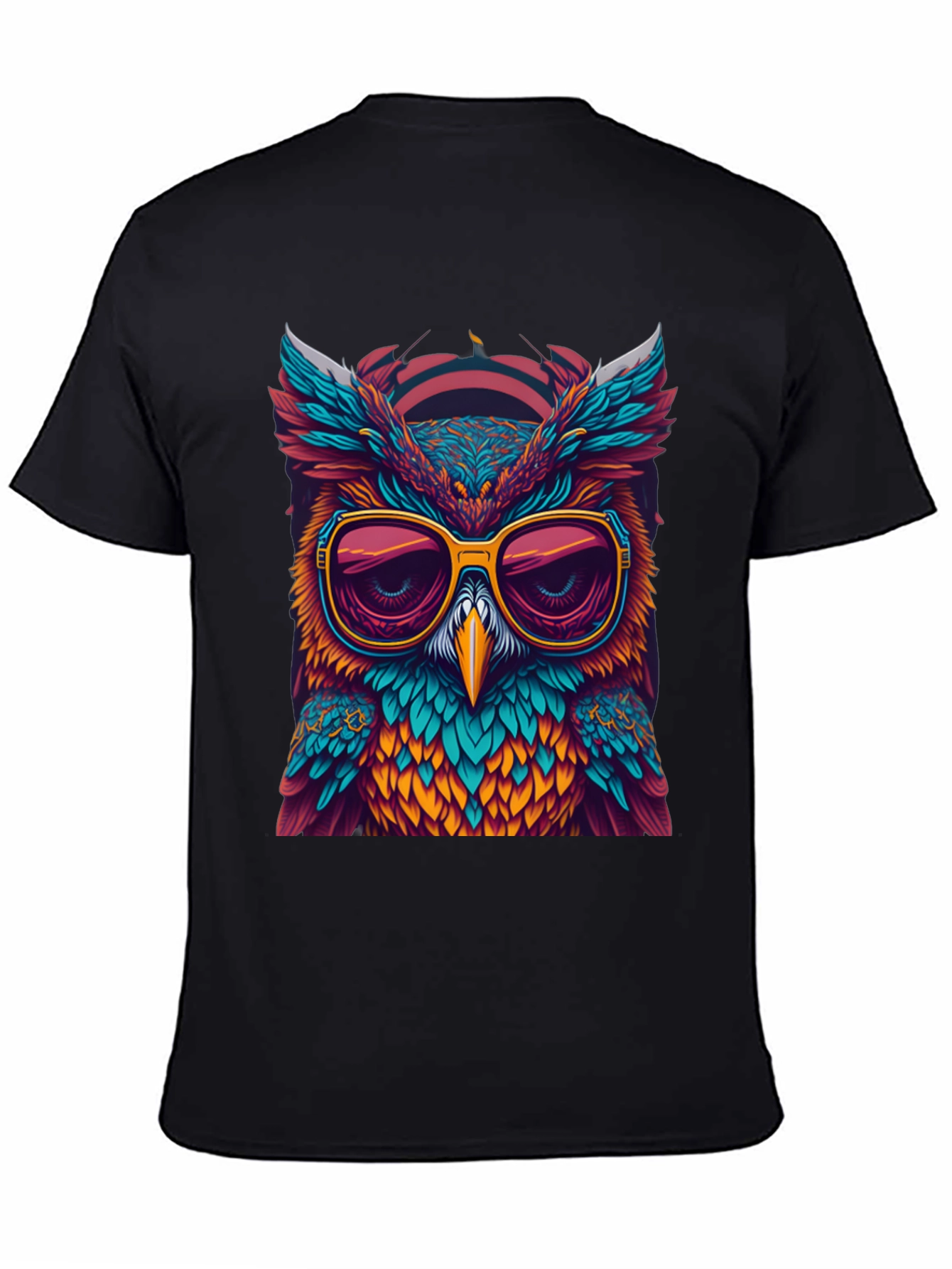 Black Cool Owl Graphic Tee - Unique Design view 4