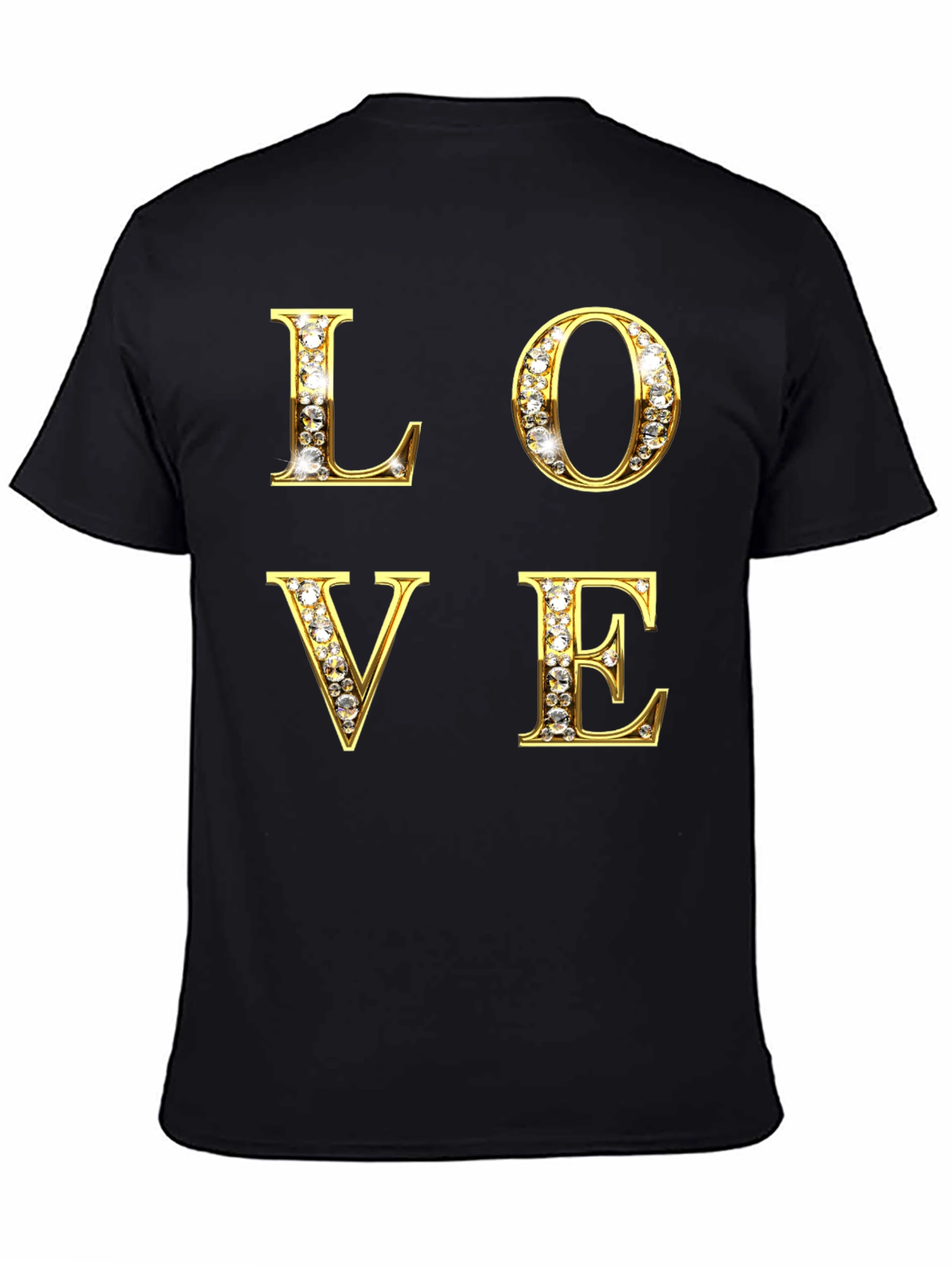 Black LOVE Diamond Letter Graphic Tee - Stylish & Eye-catching view 4