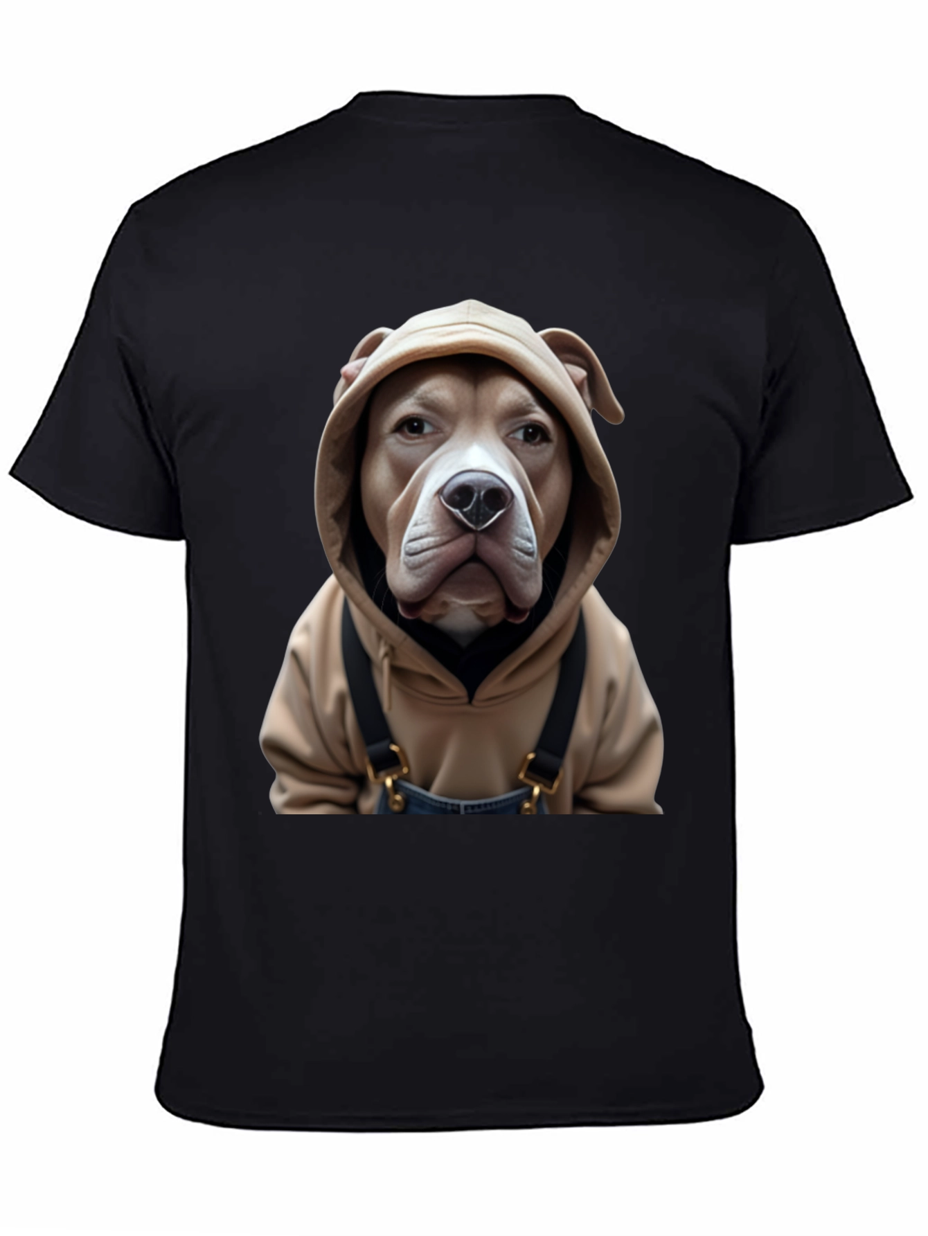 Black Dog in Hoodie T-Shirt - Novelty Graphic Tee view 4