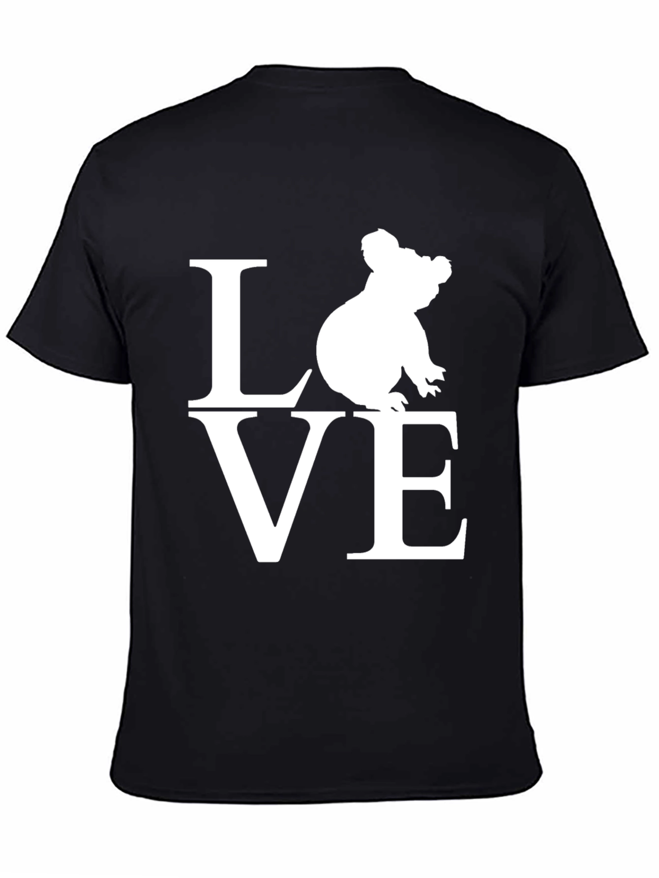 Black Koala Love Graphic Tee - Black Cotton T-Shirt view 4