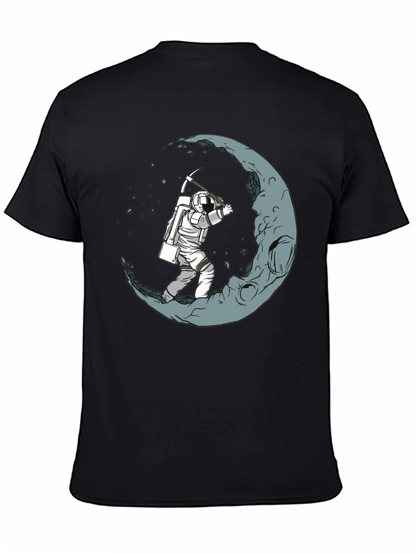 Black Astronaut Moon Mining Black T-Shirt view 4