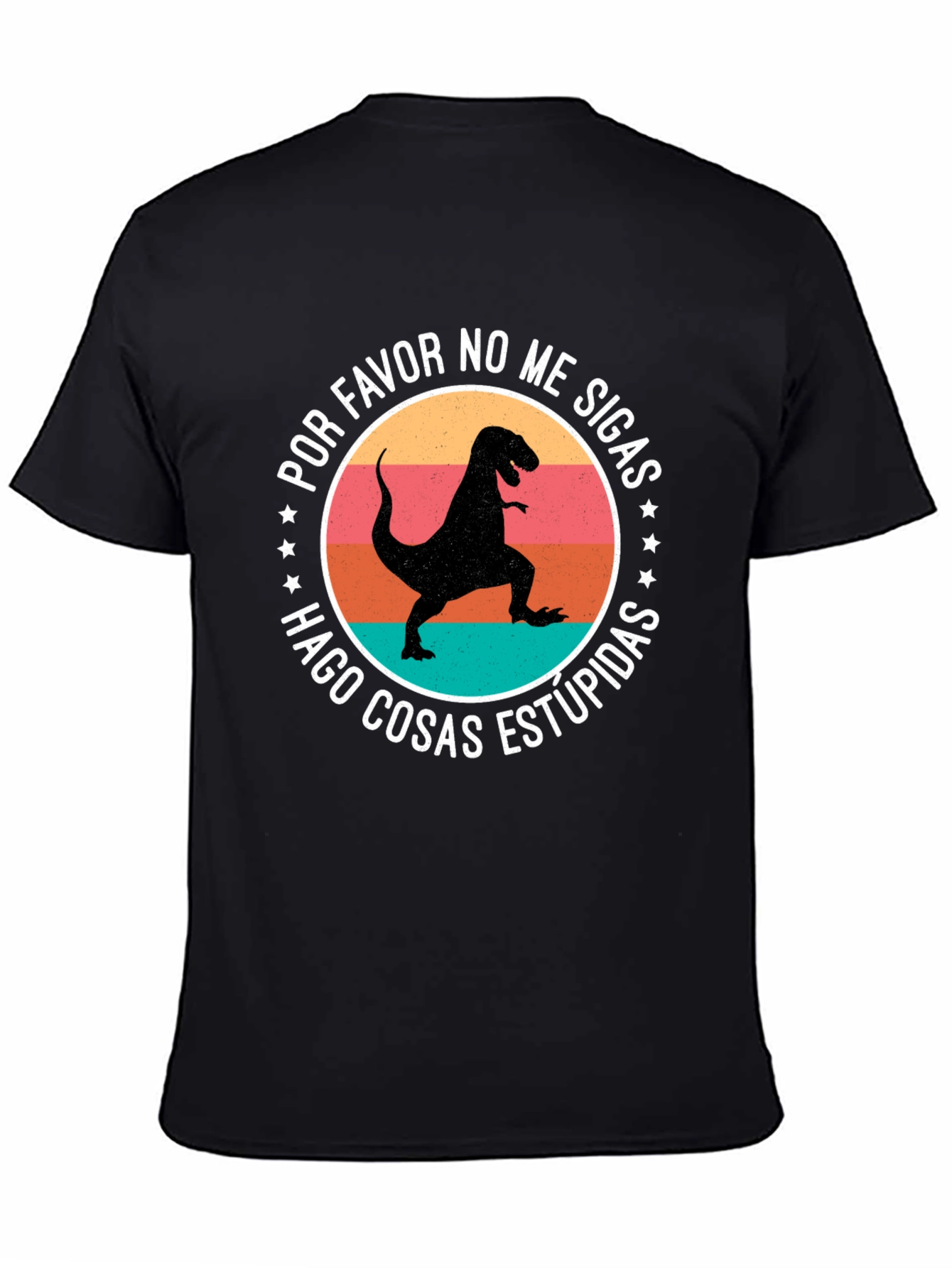 Black Dinosaur Graphic Tee - "Por Favor No Me Sigas" view 4