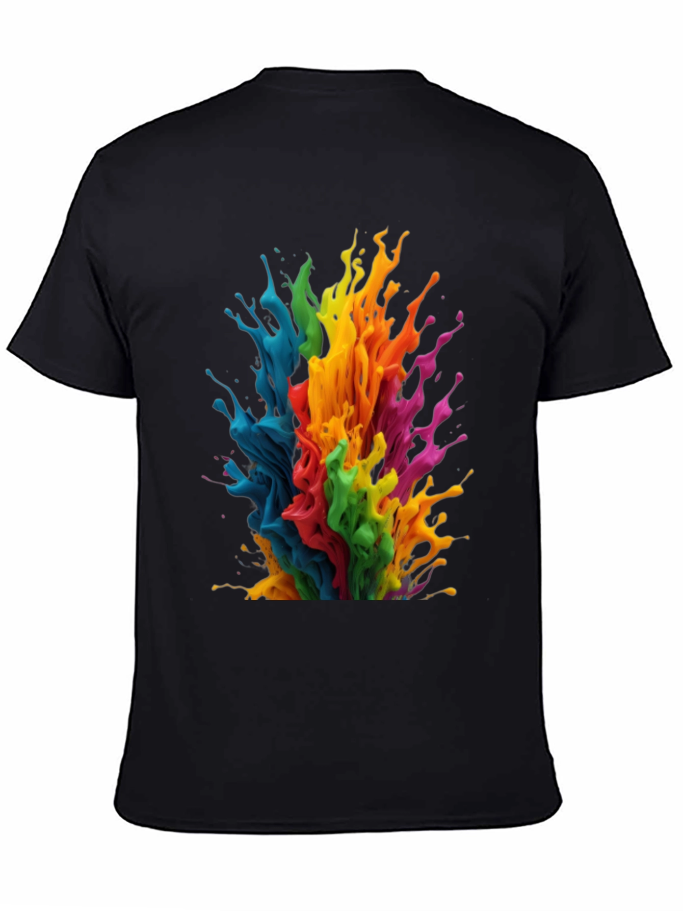 Black Rainbow Paint Splatter Graphic T-Shirt view 4