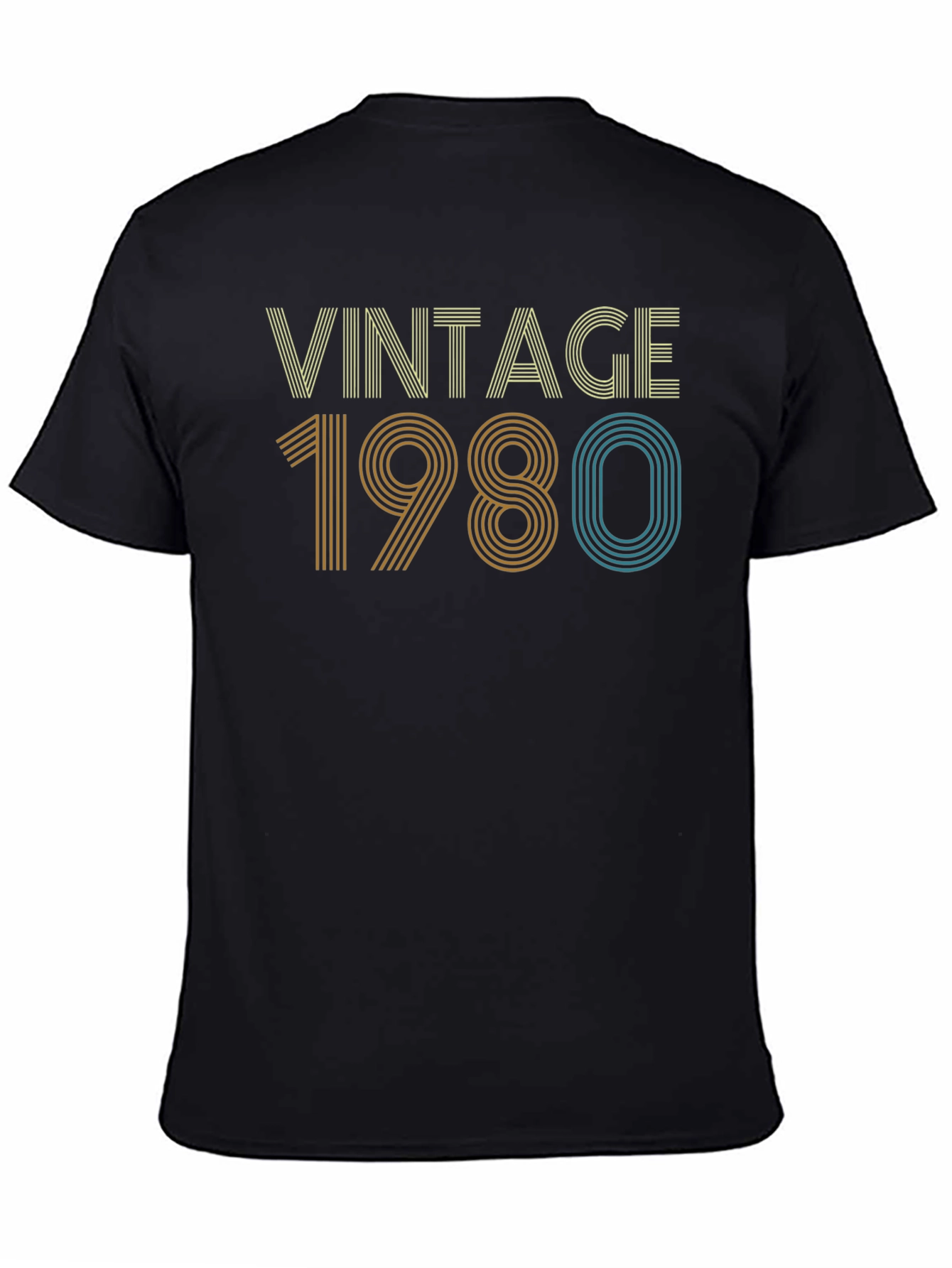 Black Vintage 1980 Graphic Tee - Retro Style view 4