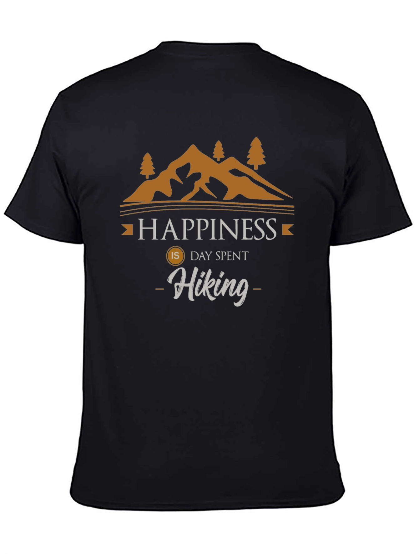 Black Happiness is Hiking T-Shirt | Outdoor Adventure Tee view 4