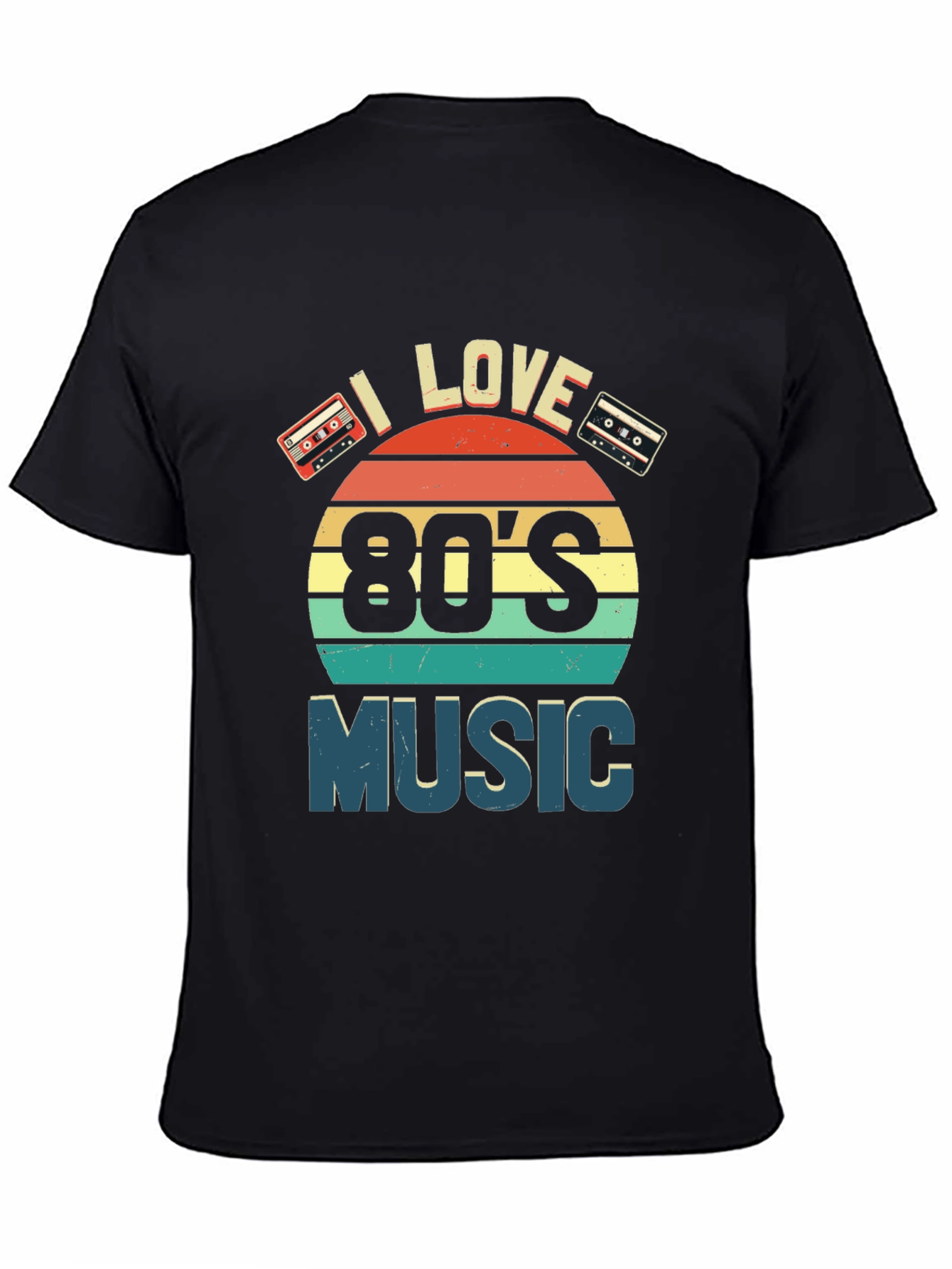 Black I Love 80's Music Retro Cassette T-Shirt view 4