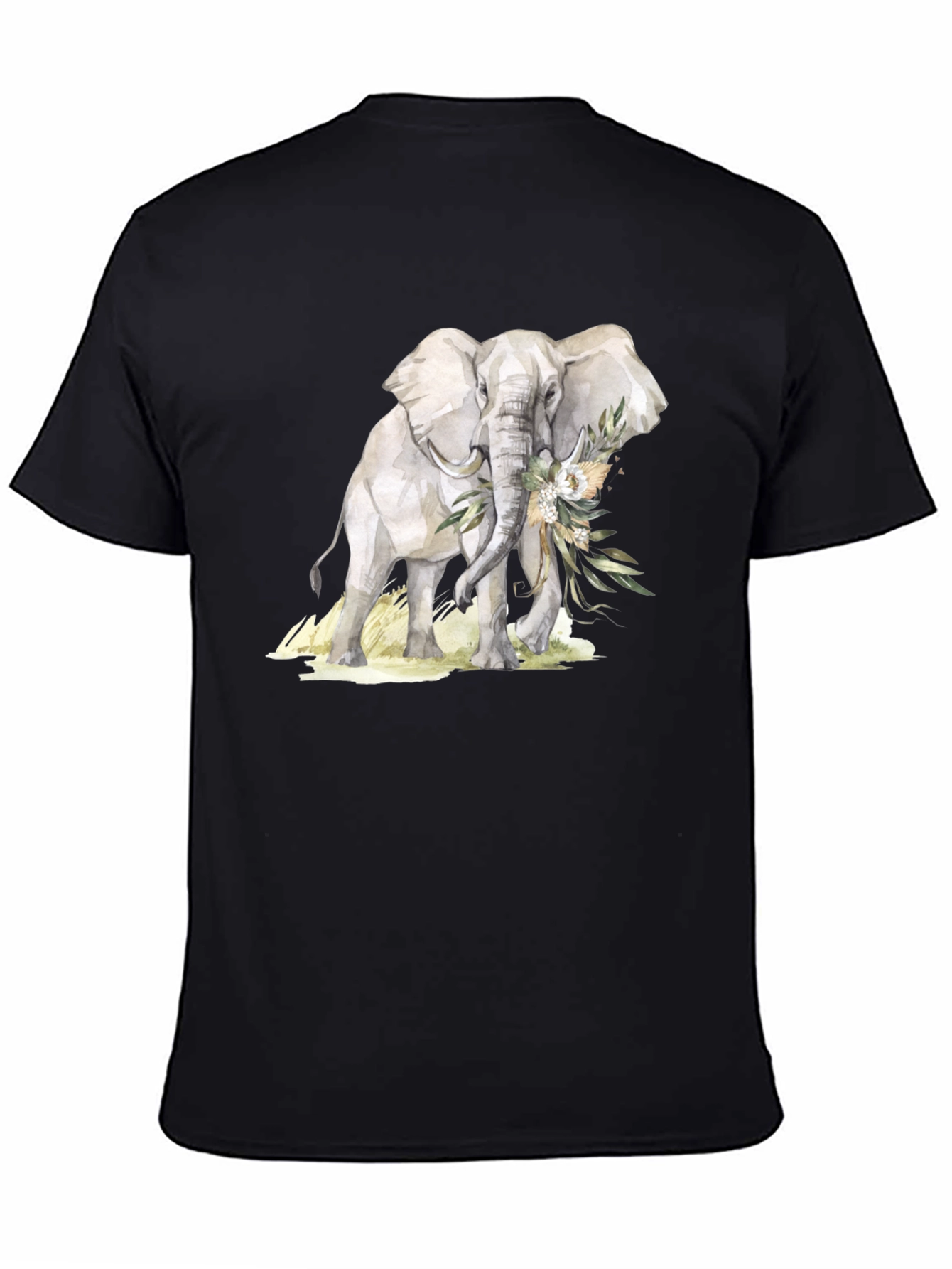Black Elephant Floral T-Shirt - Stylish Graphic Tee view 4